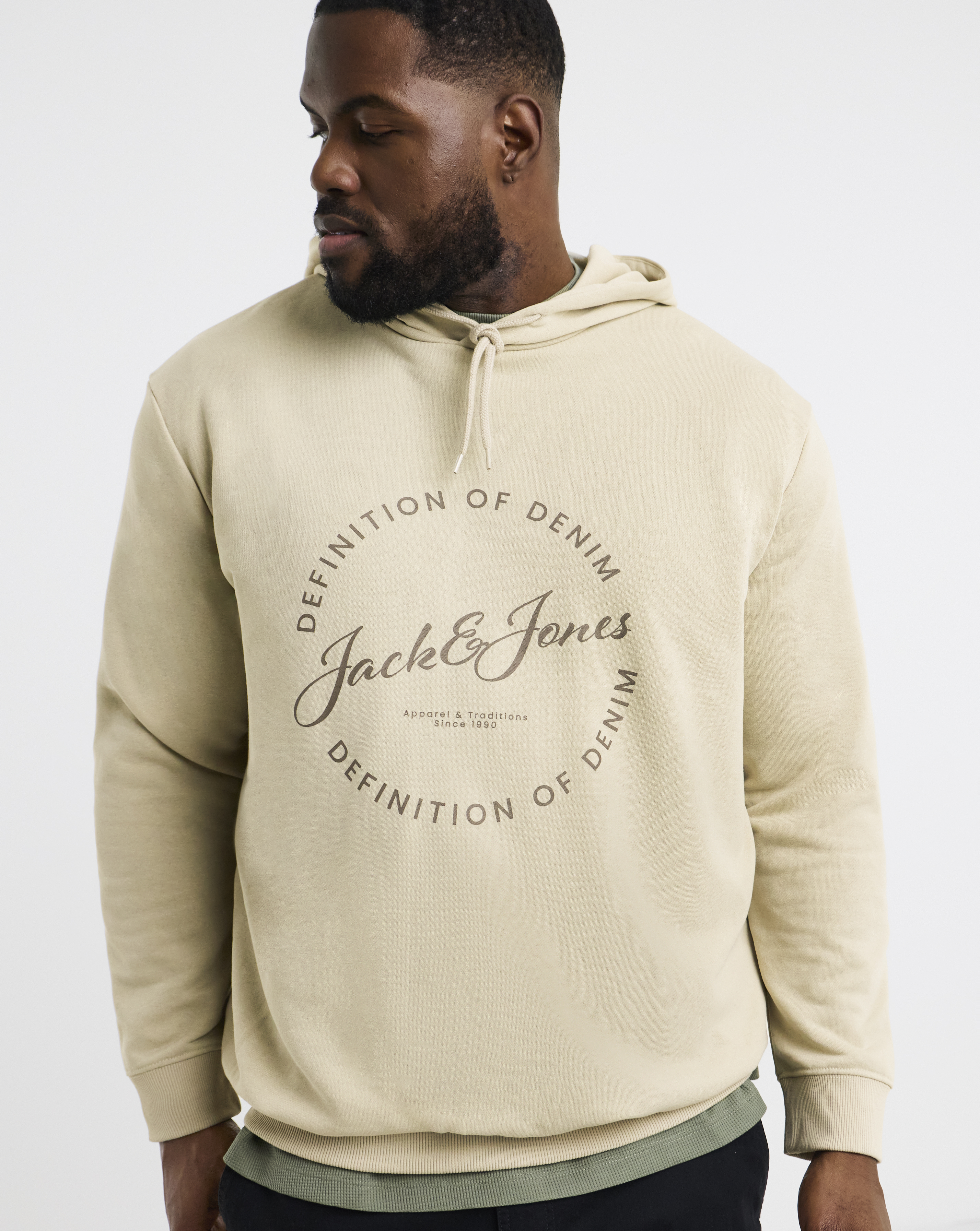 Jack & Jones Cream Grayson Logo Hoodie - 2XL(53)