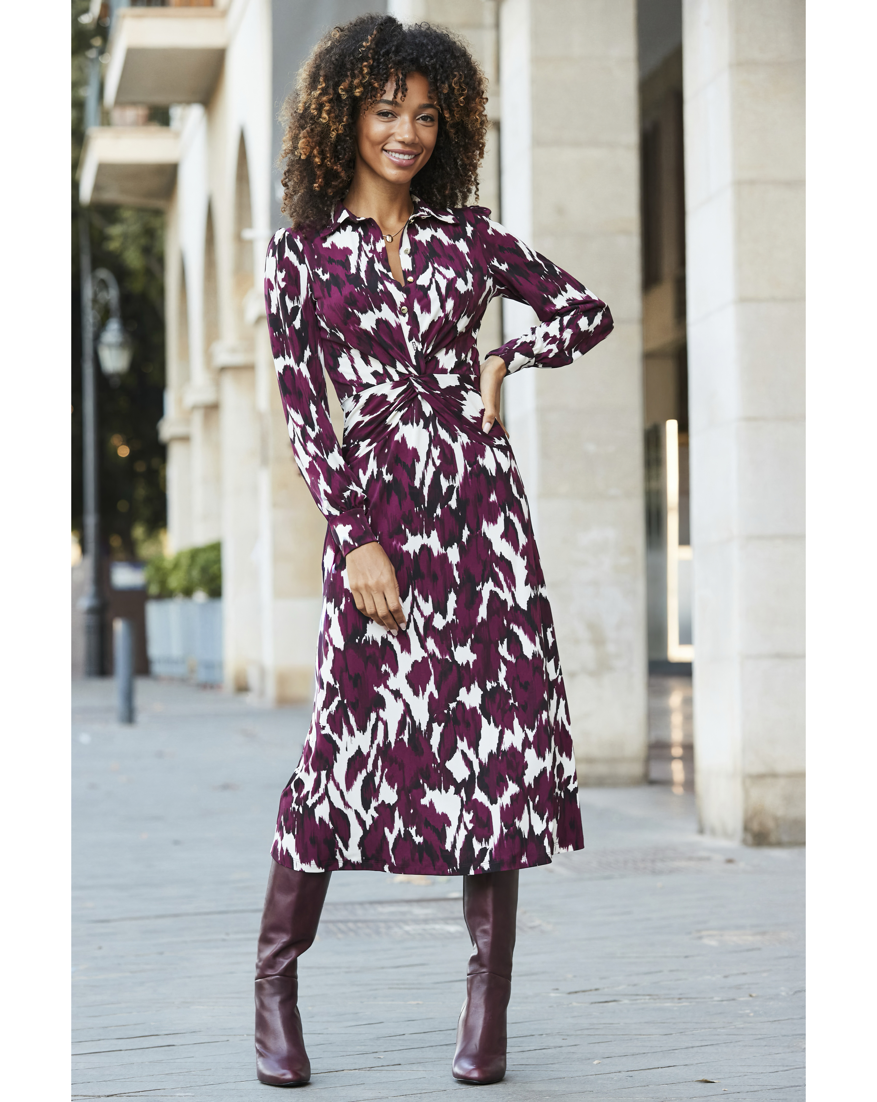 Sosander Ikat Twist Front Dress