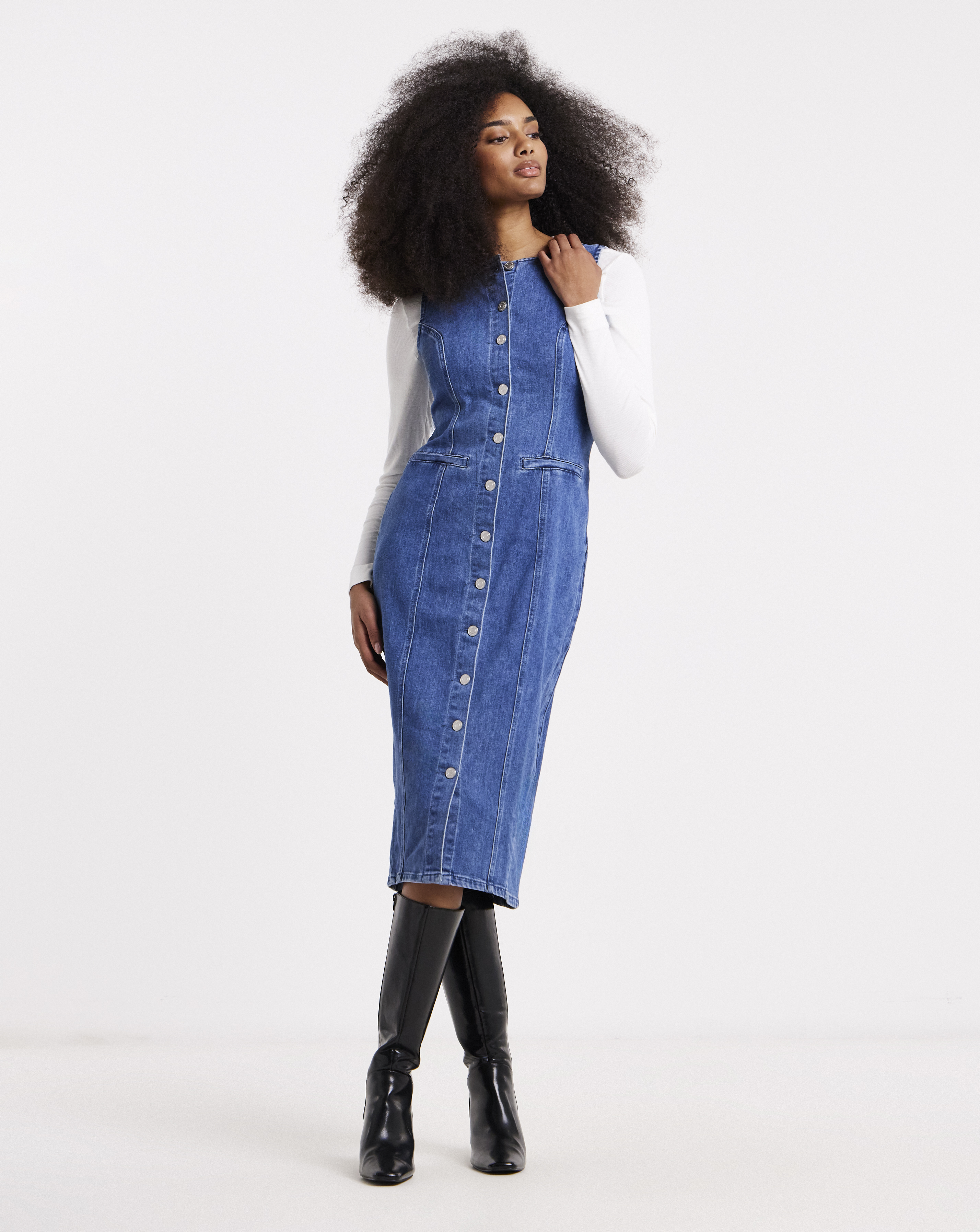 Simply Be Denim Sleeveless Midaxi Dress