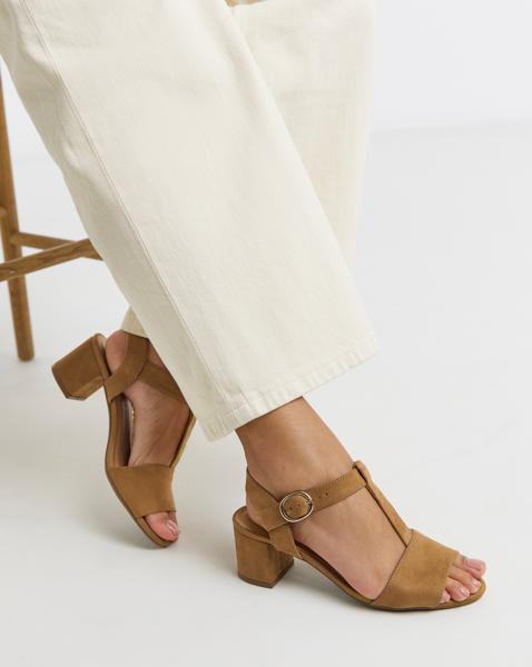T Bar Heeled Sandals Wide