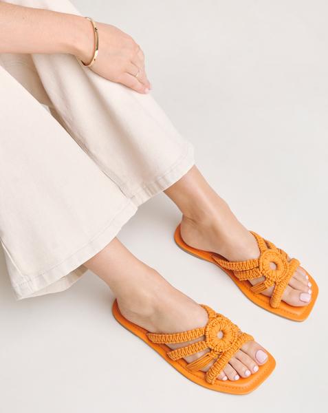 Macrame Woven Mule Flat Sandal Wide