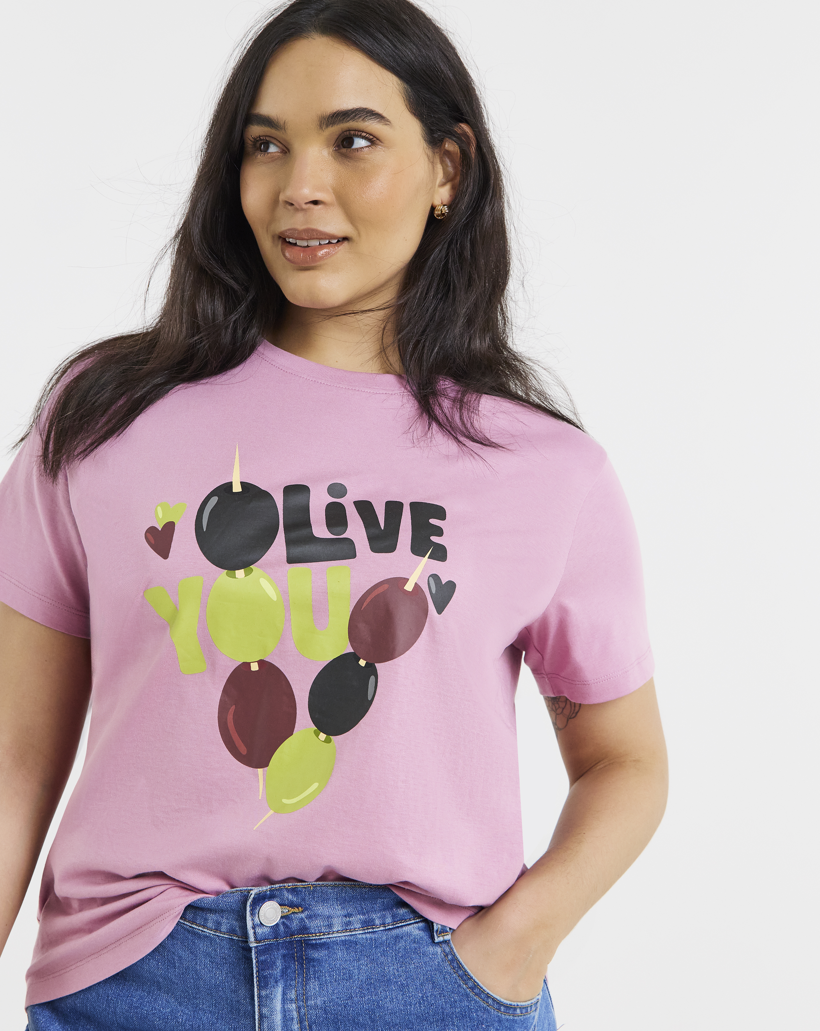 Olive You Graphic Slim Fit T-Shirt