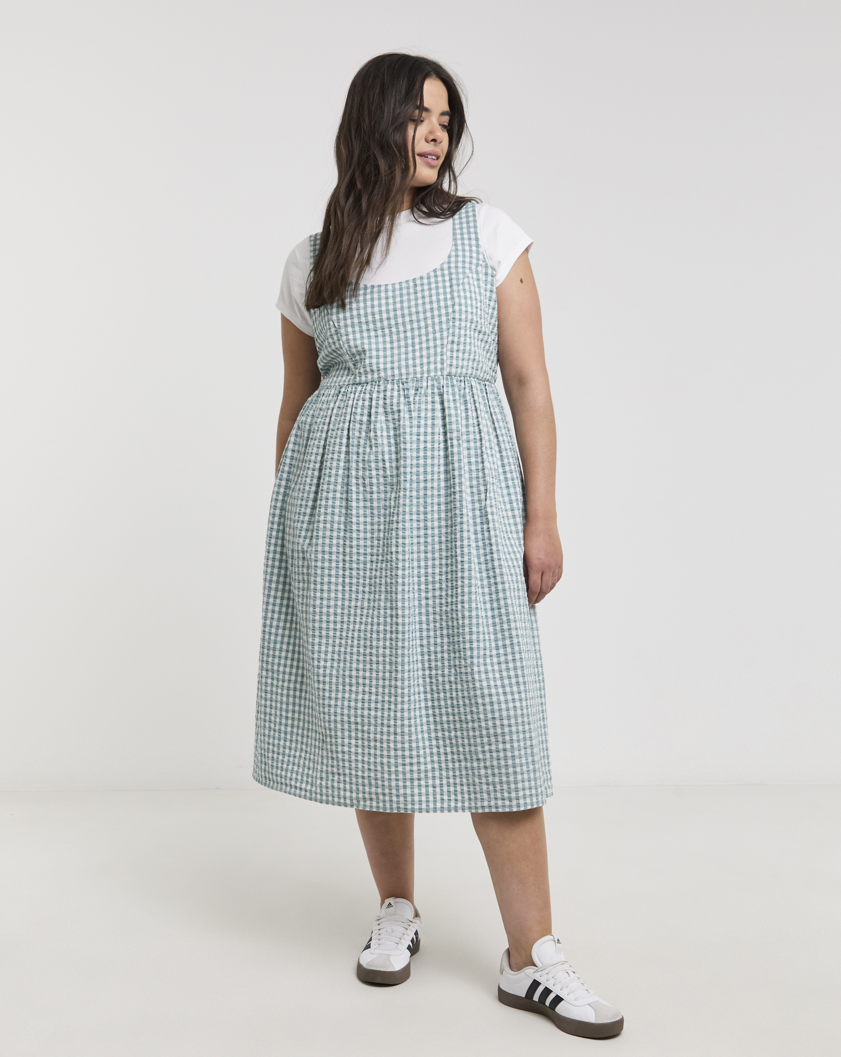 Simply Be - Women's Gingham Textured Sundress With Pockets - Size 20 - Blue check