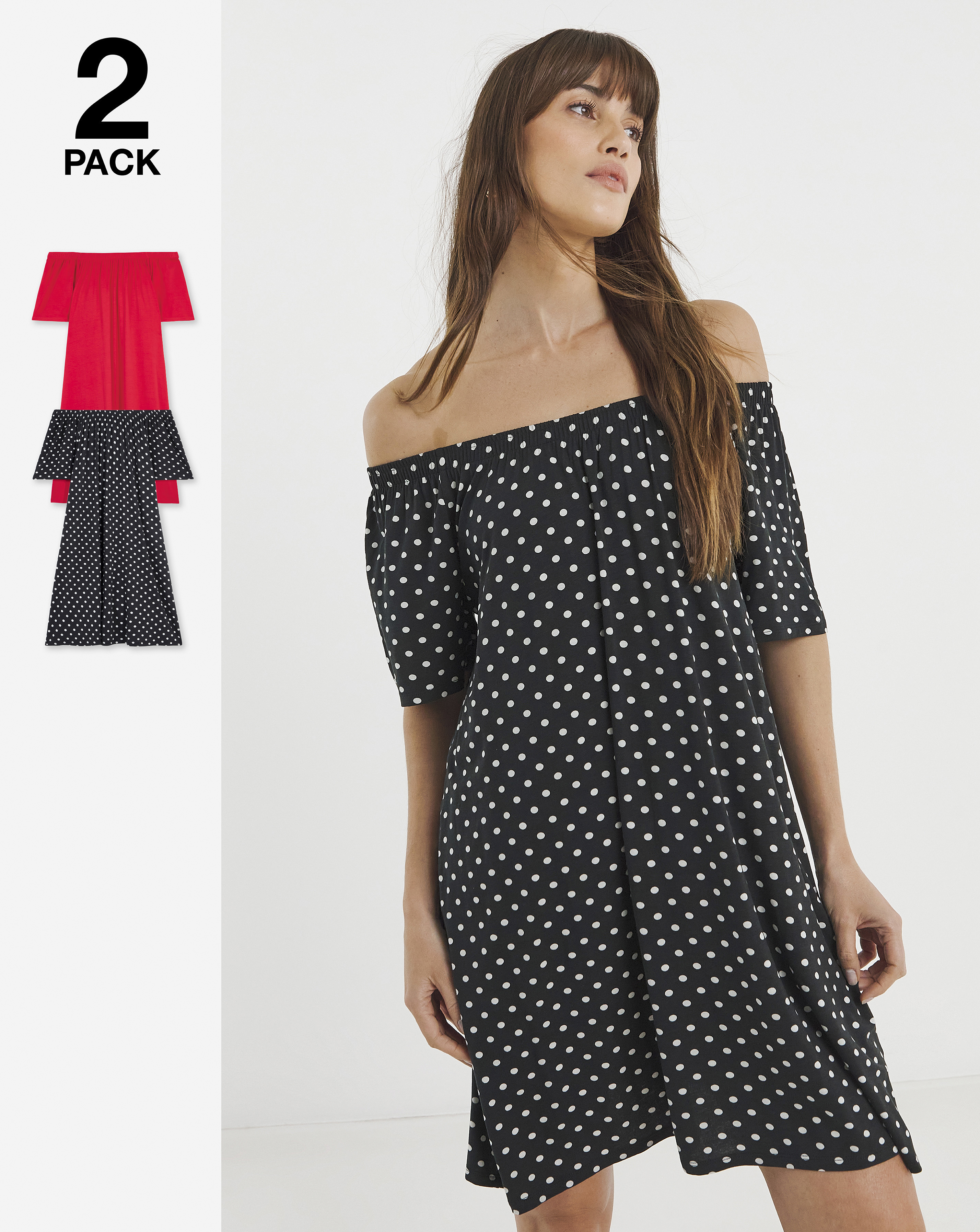 2 Pack Bardot Swing Dresses