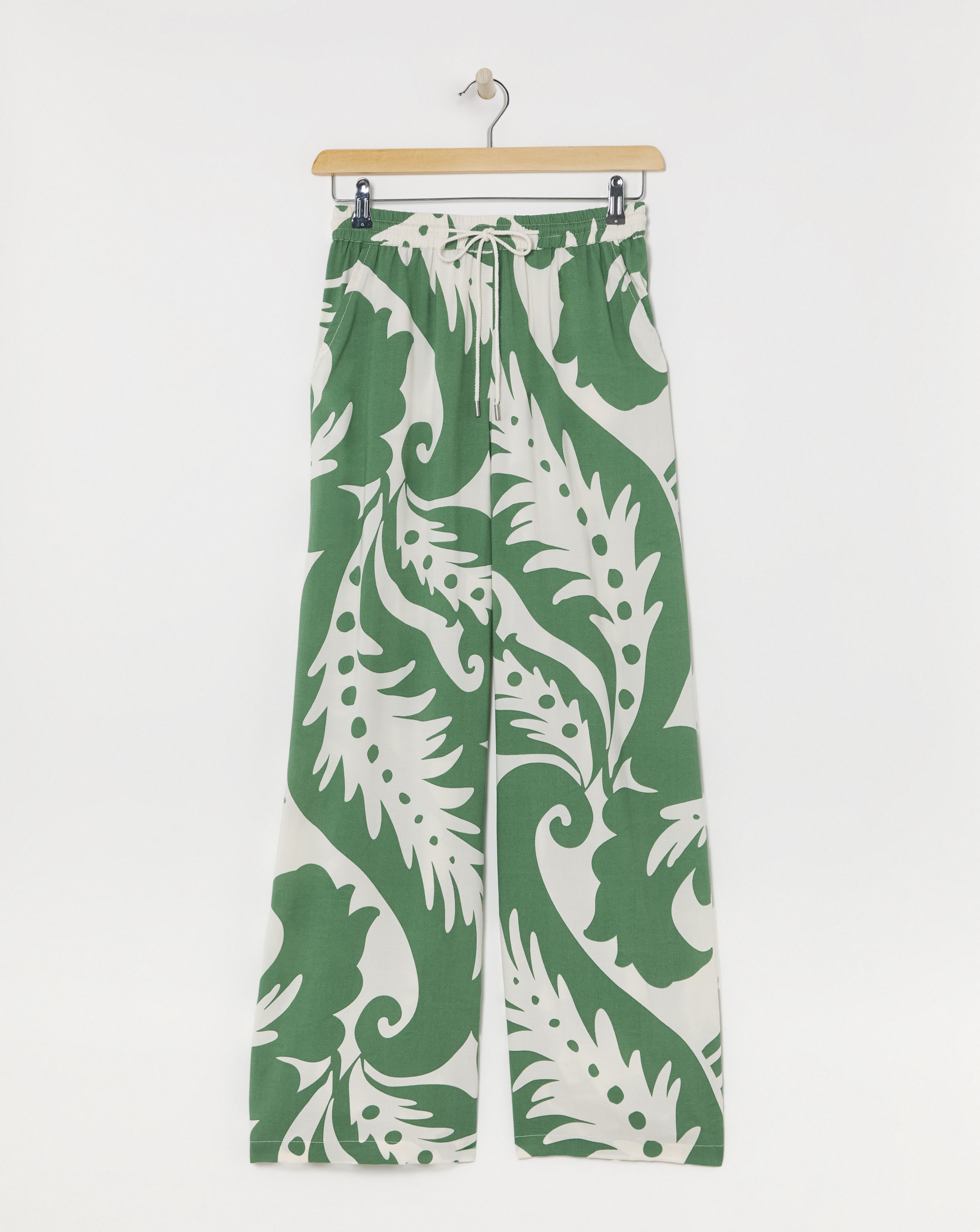 Spun Viscose Pull On Wide Leg Trousers