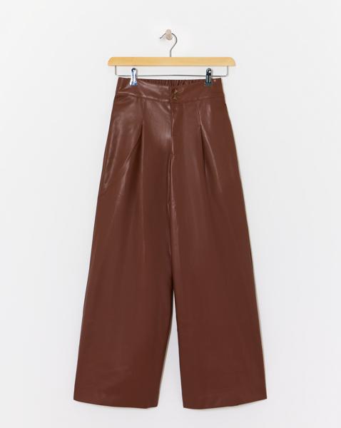 Faux Leather Wide Leg Trouser
