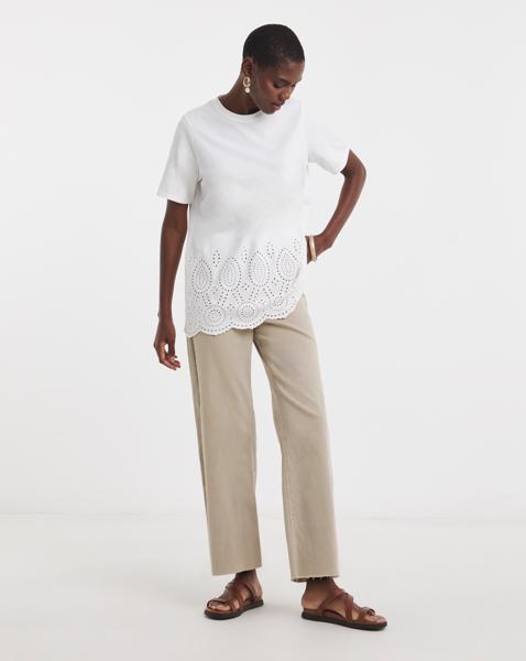 The Short Sleeve Broderie Hem Top