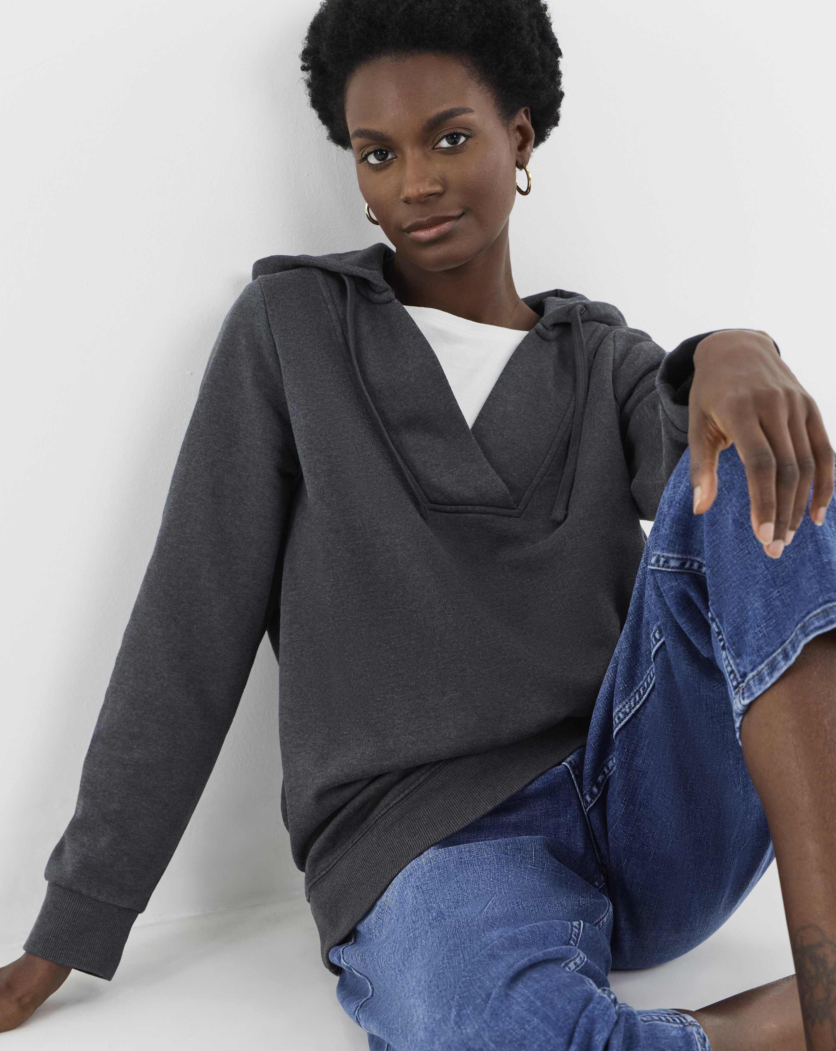 Pull Over Open Neck Hoodie