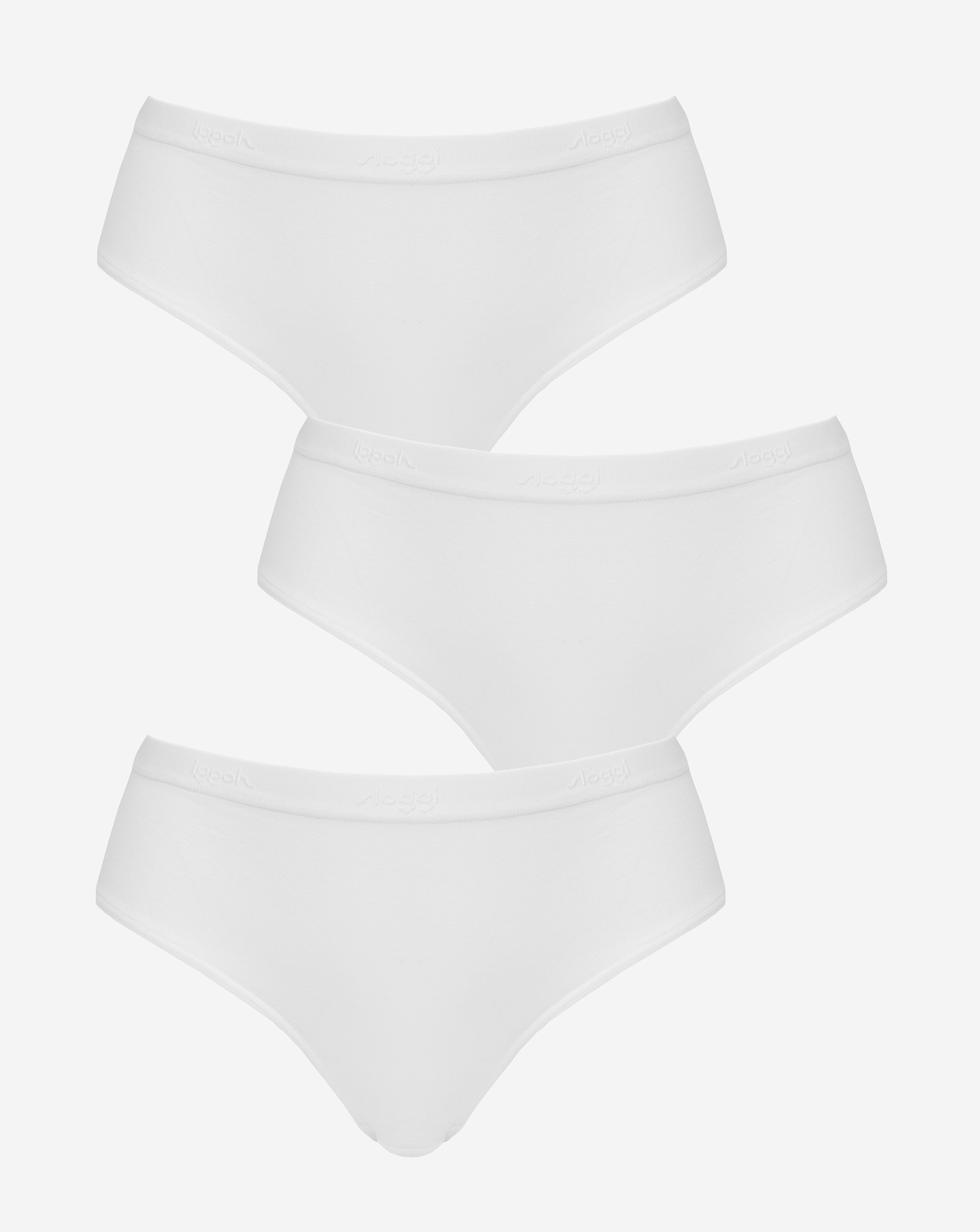 sloggi Sloggi 3Pack Go Casual Midi Briefs In White | UK Size S Women's