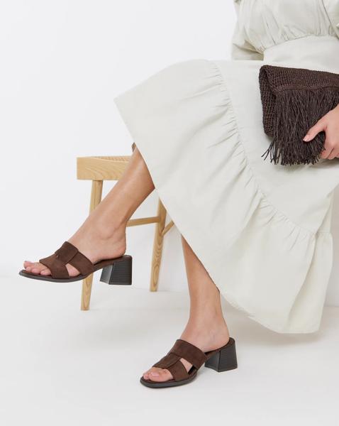 Woven Mule Block Heel Wide
