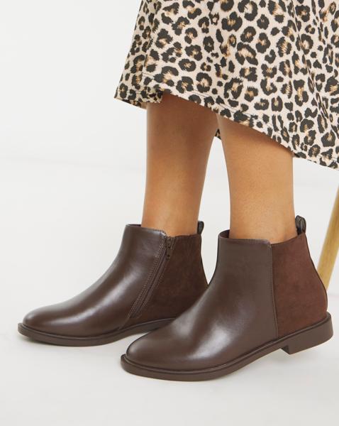 Classic Mixed Material Ankle Boot EEE
