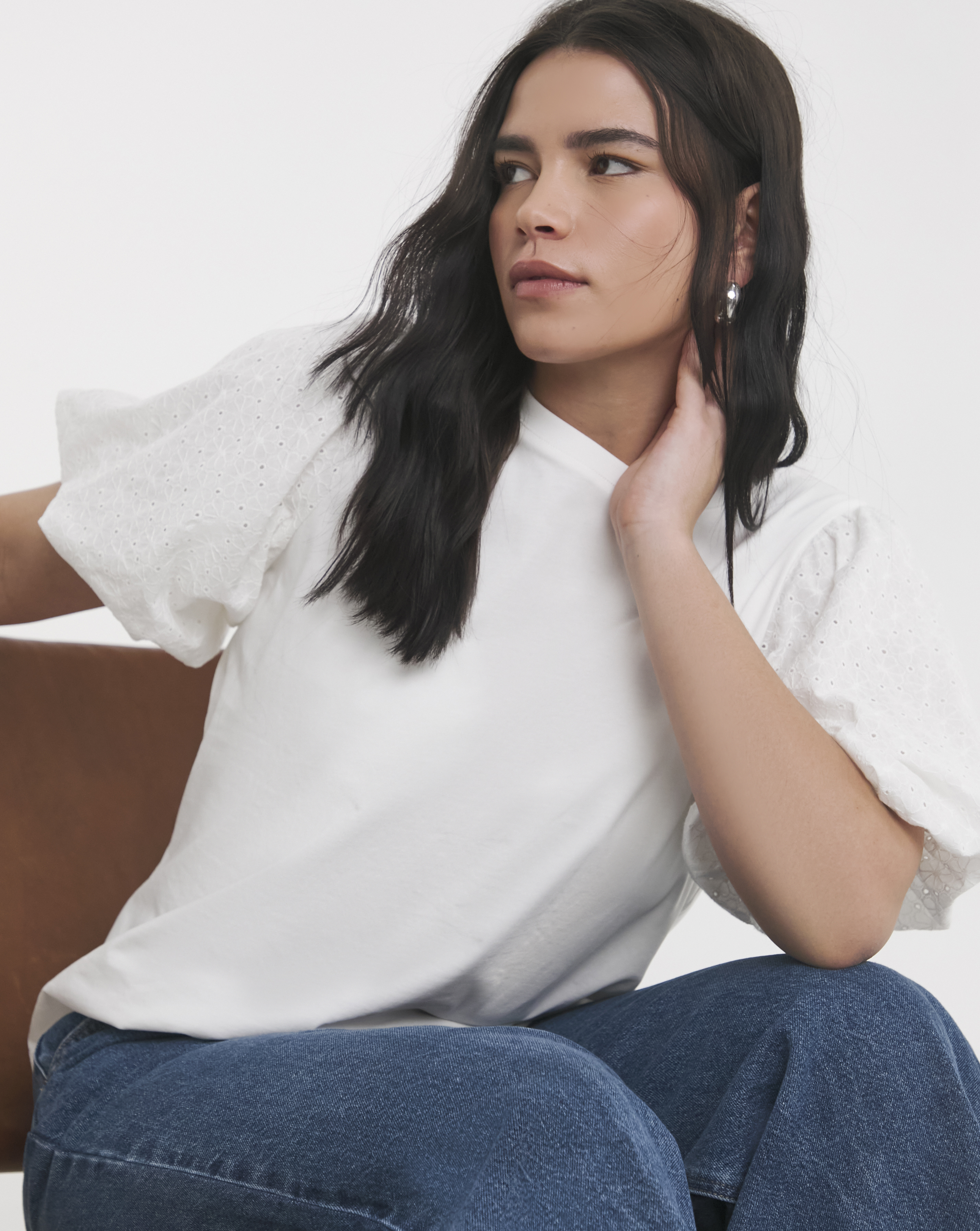 Simply Be Broderie Sleeve Tee