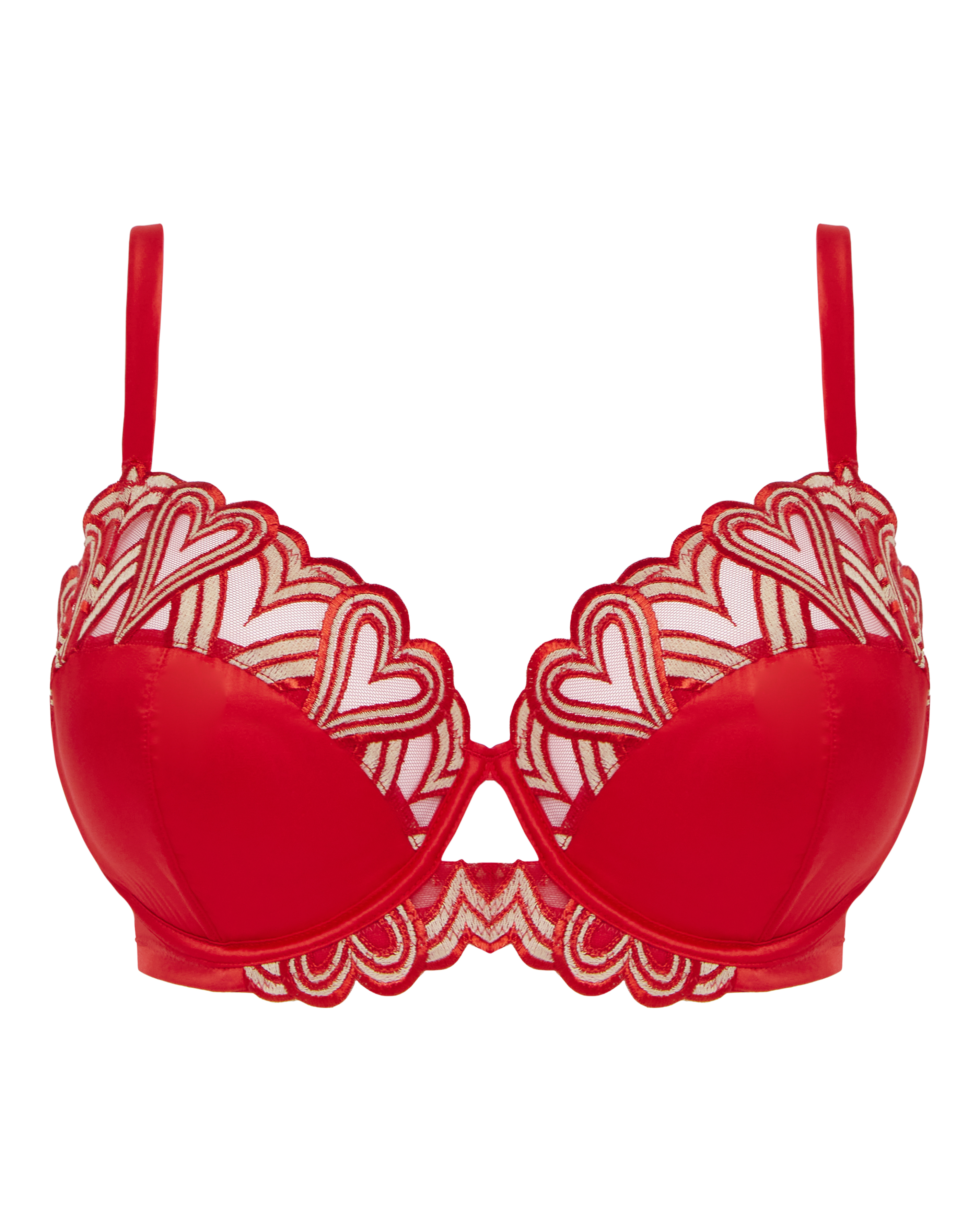 Figleaves Curve Curve Siren Satin 1/2 Bra In Red | UK Size 38B Women's