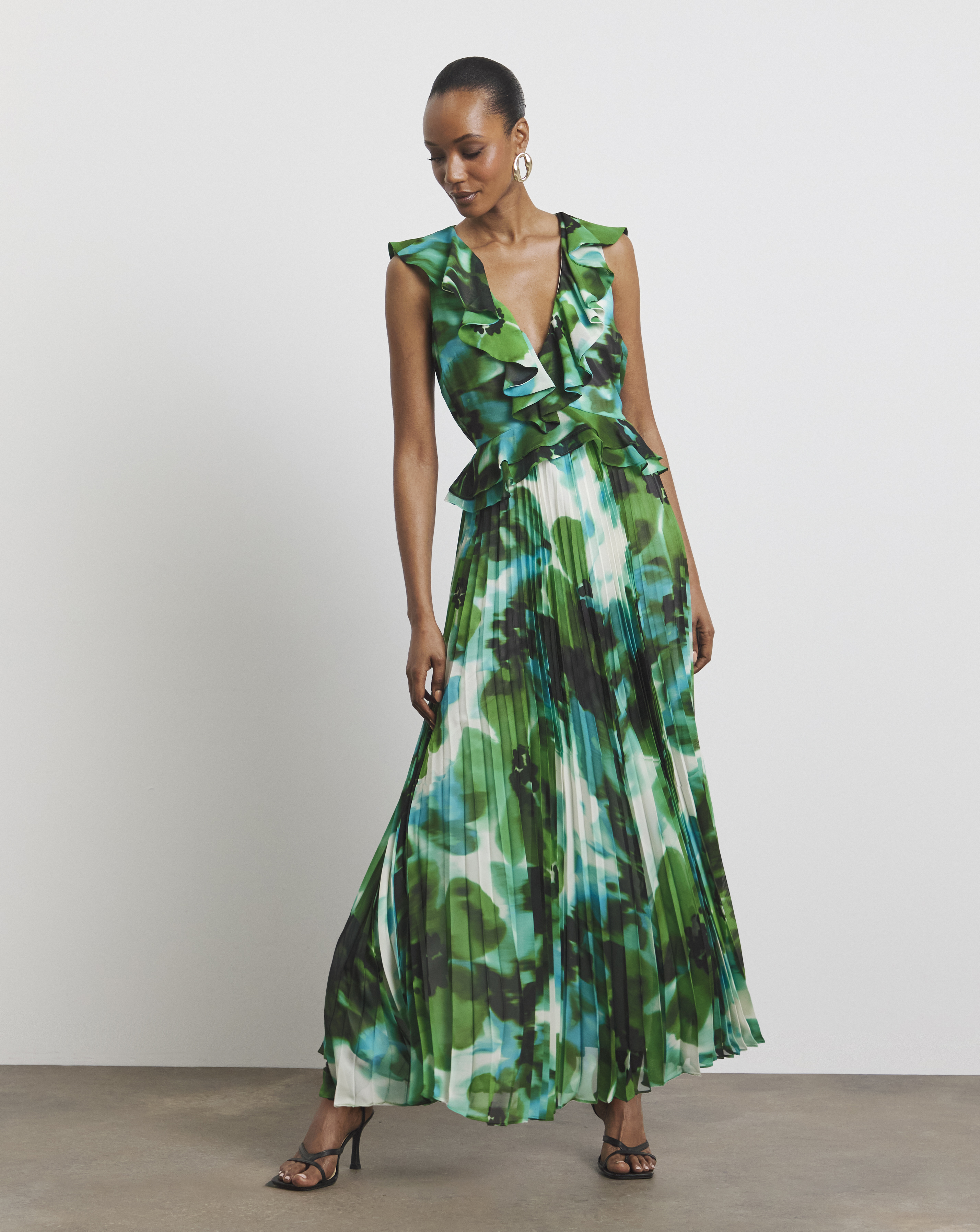 Joanna Hope Ruffle Pleated Dress
