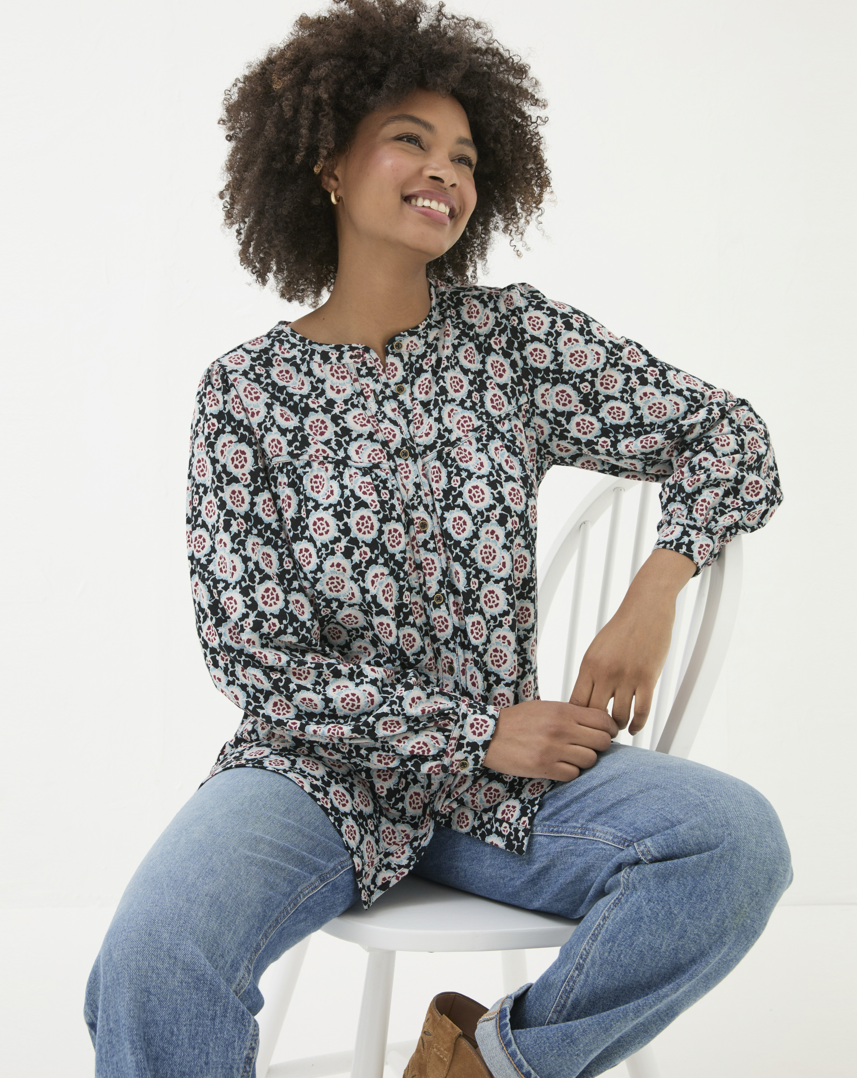 FatFace Jodie Painted Leaved Tunic