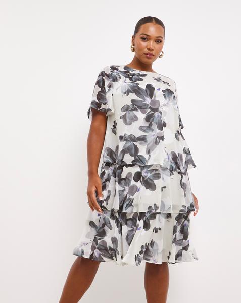 Joanna Hope Floral Printed Tiered Dress