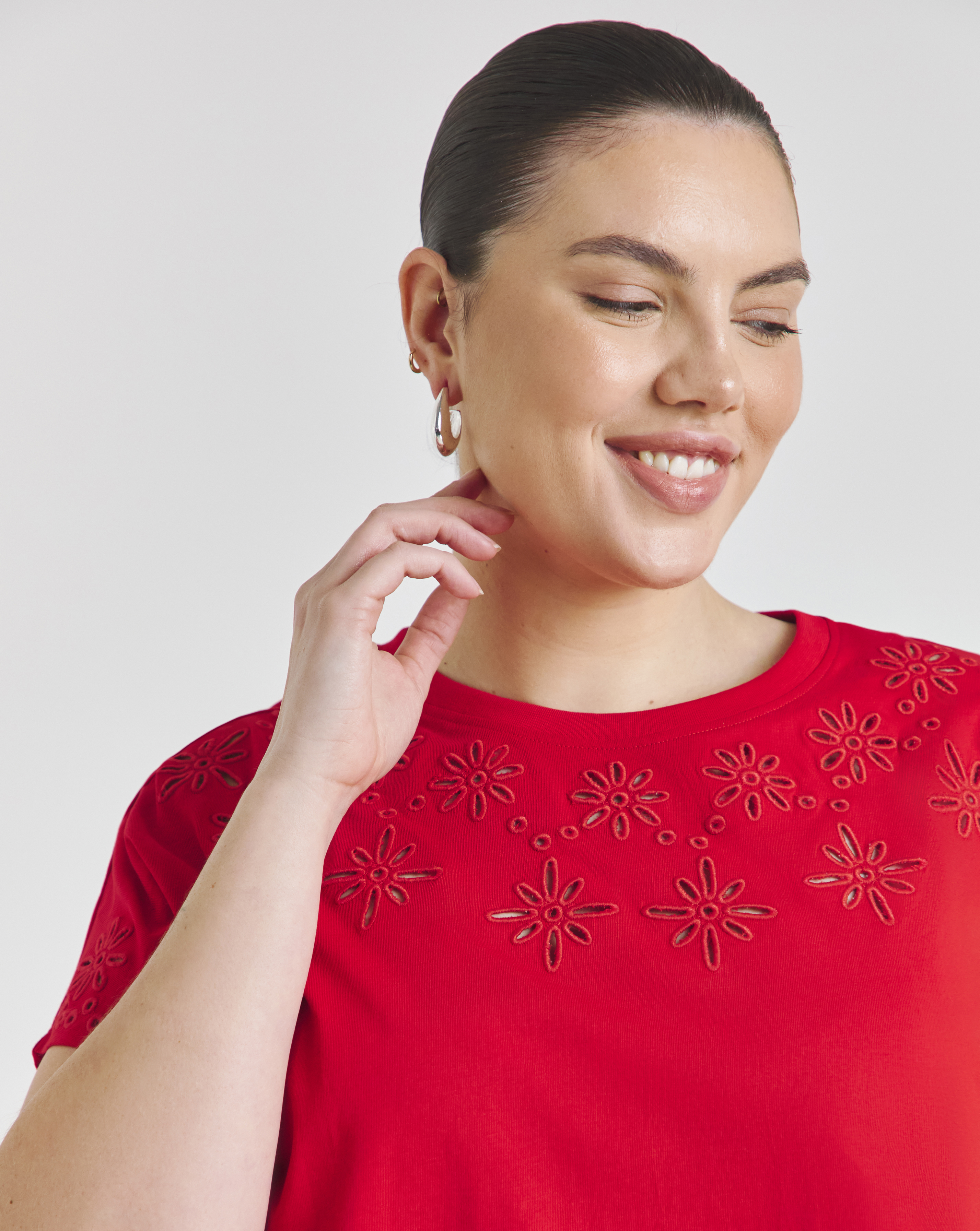 Broderie Grown On Sleeve T-Shirt