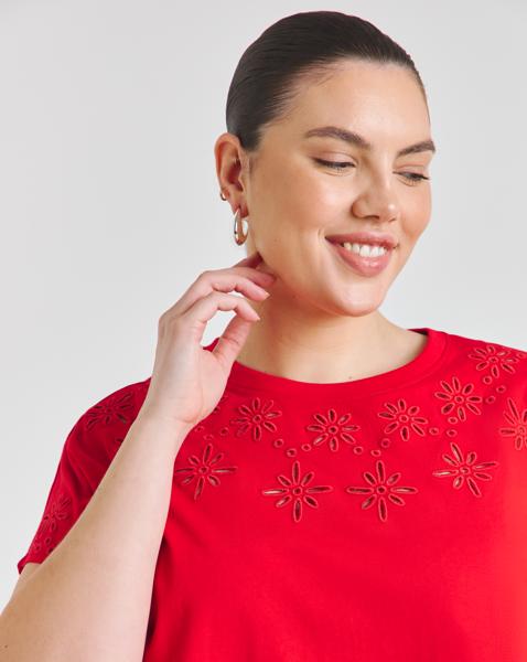 Broderie Grown On Sleeve T-Shirt