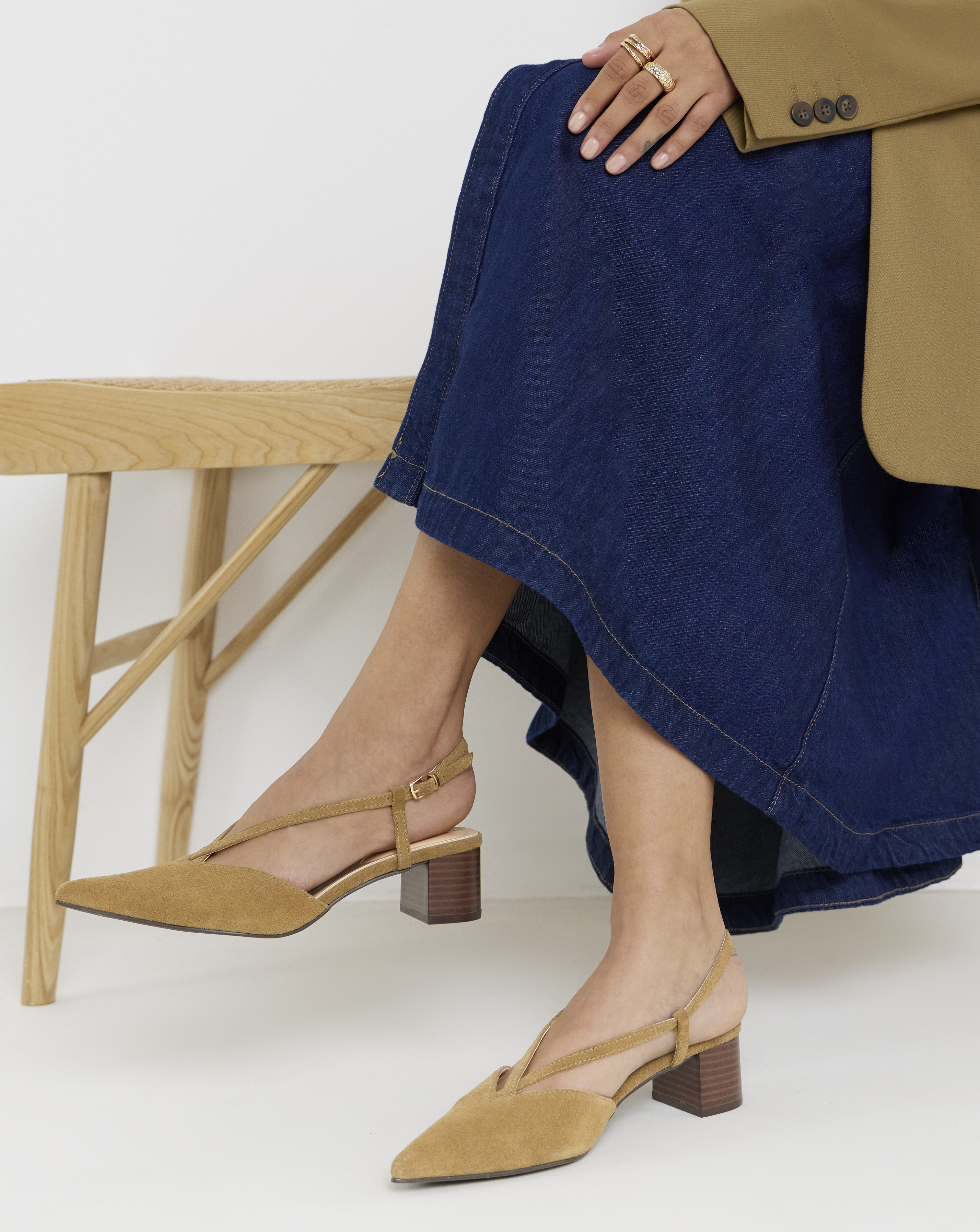 Heeled Pointed Toe Slingbacks Wide