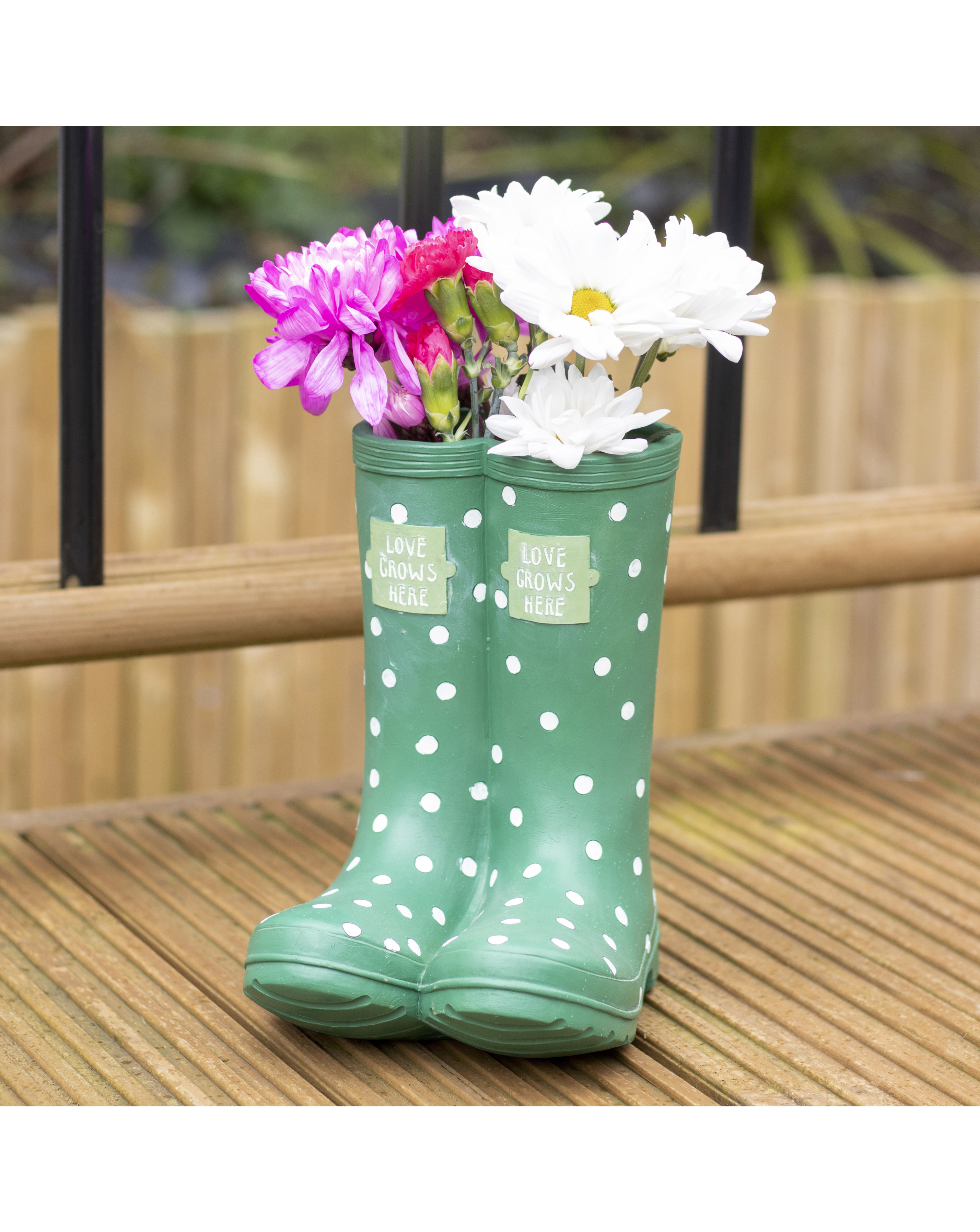 Green Welly Boot Planter - Green