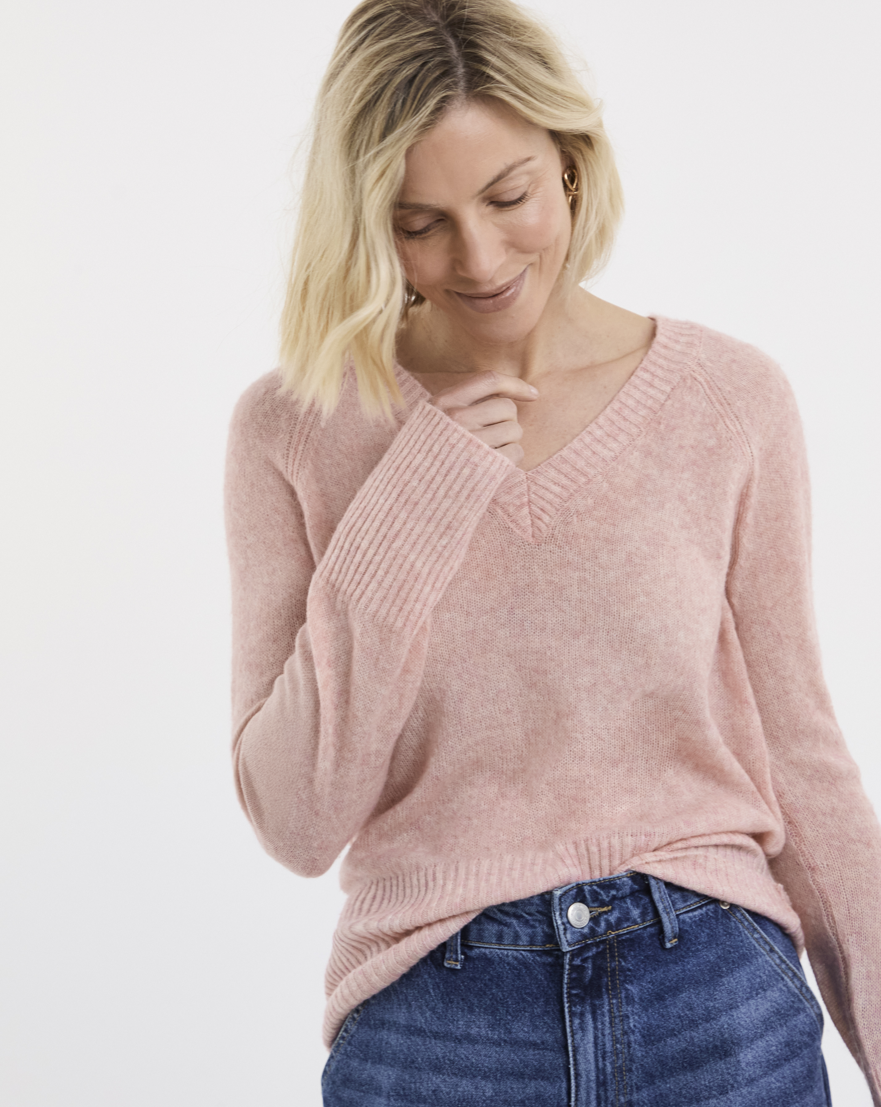 Sheer V Neck Jumper