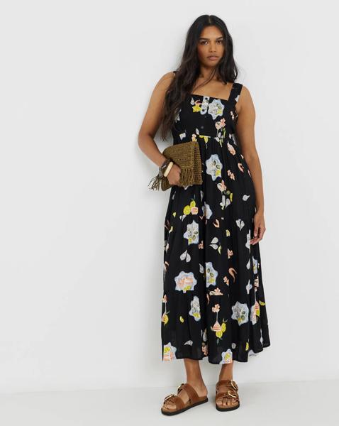 Crinkle Maxi Dress With Shirred Detail