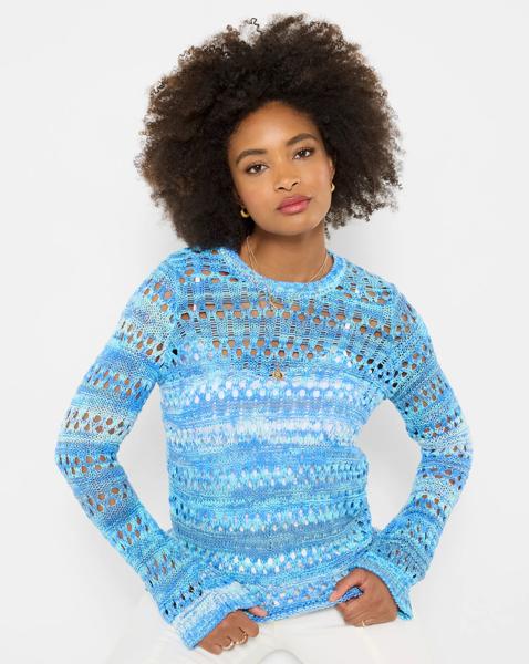 JB Summer Blues Boho Open Knit Jumper