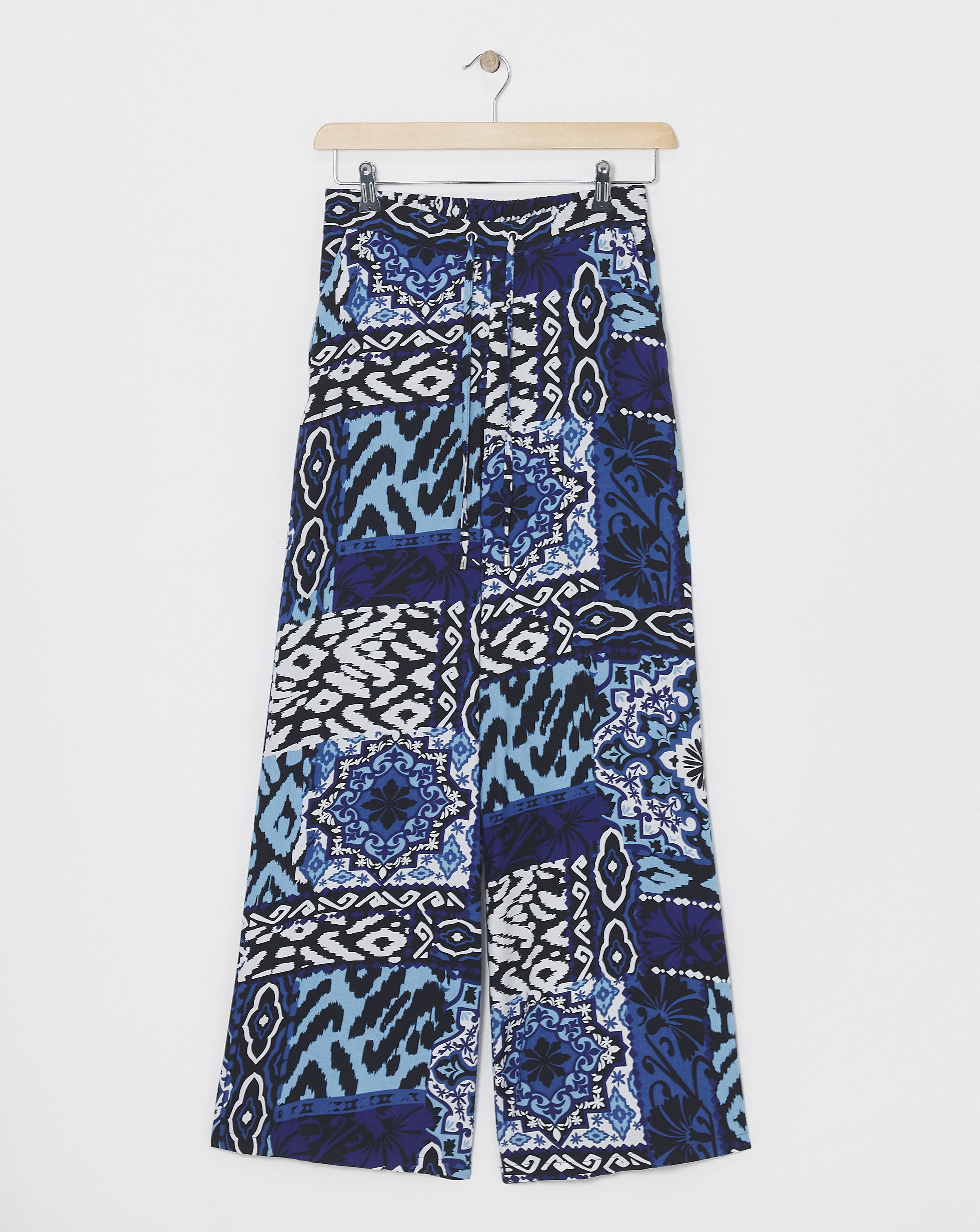 Spun Viscose Pull On Wide Leg Trousers