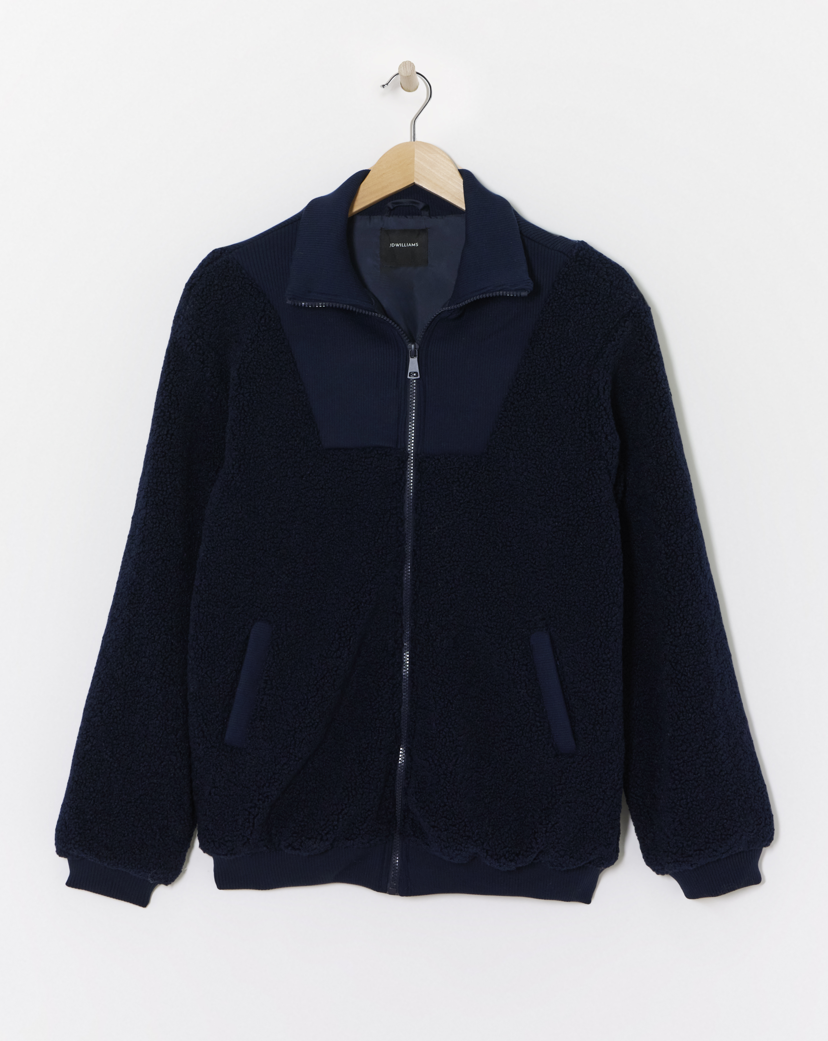 Rib Collar Borg Zip Up Jacket