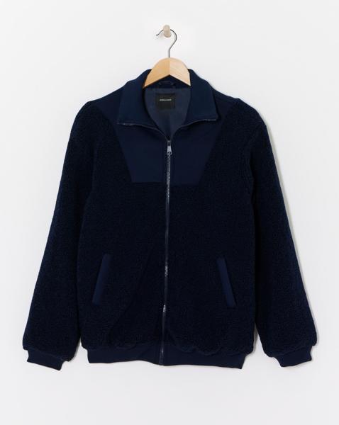 Rib Collar Borg Zip Up Jacket