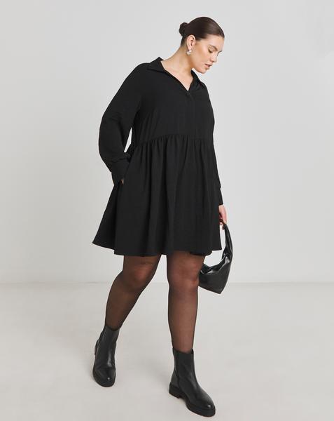 Simply Be - Women's Black Herringbone Smock Dress - Size 12 - Black - 100% Polyester