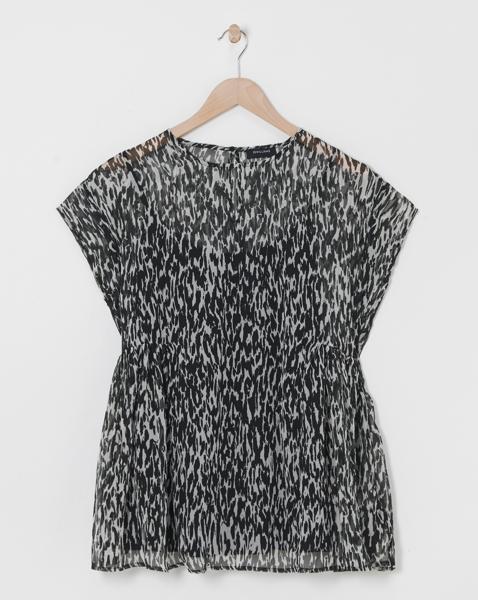 Sheer Smocked Top With Cami