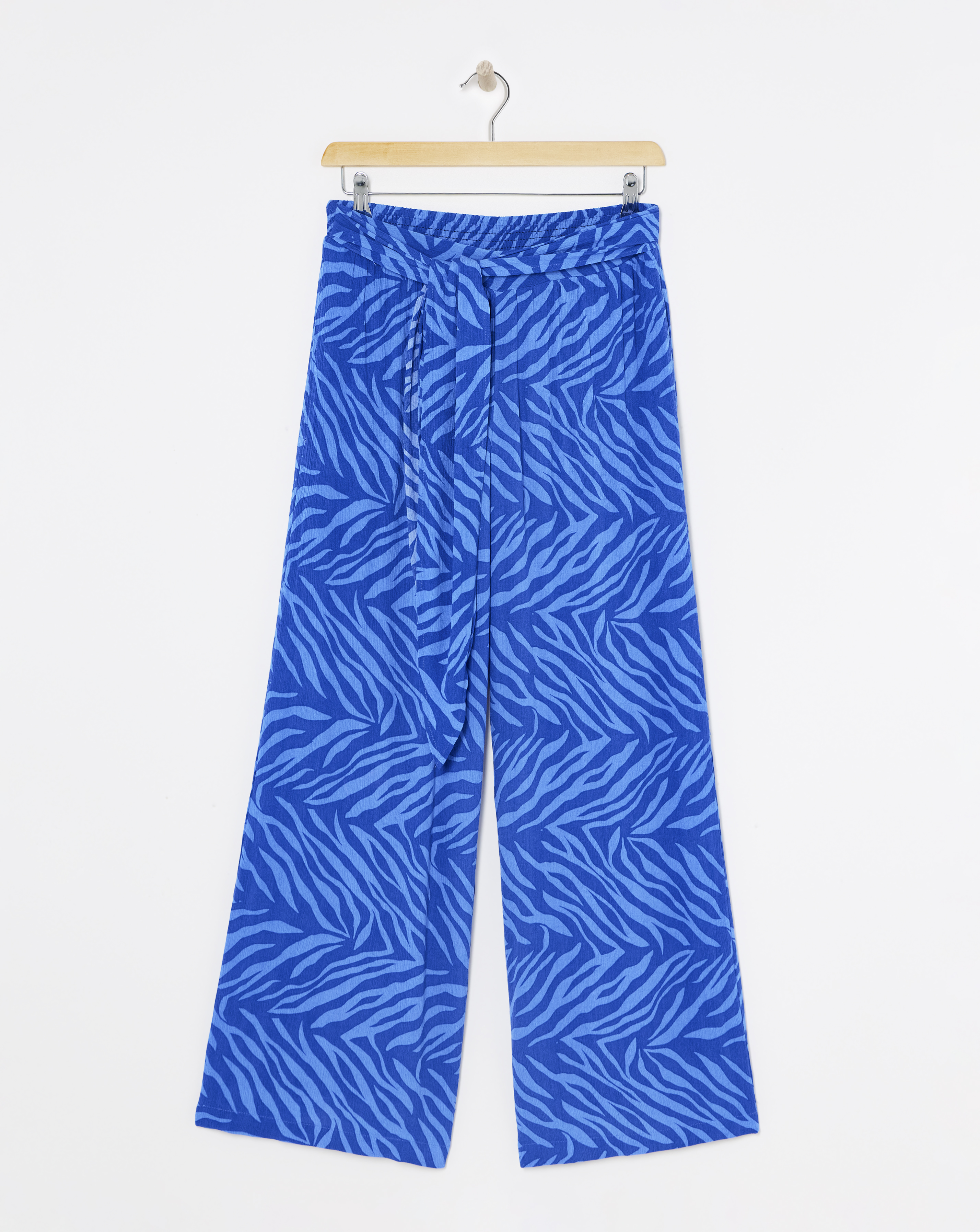 Crinkle Tie Waist Wide Leg Trouser