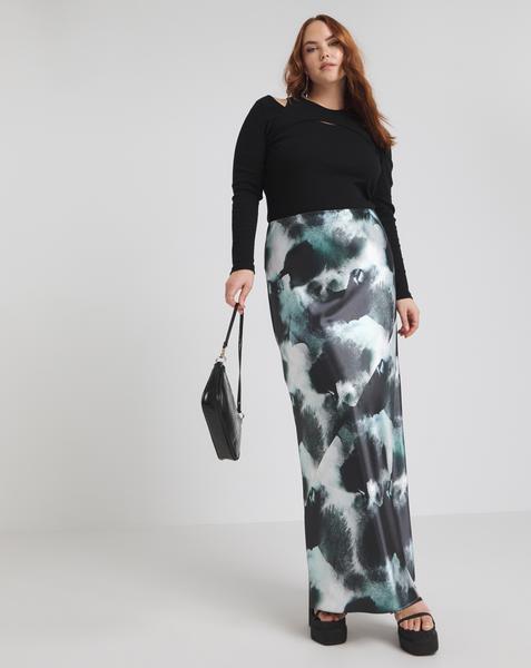 Stretch Satin Maxi Skirt