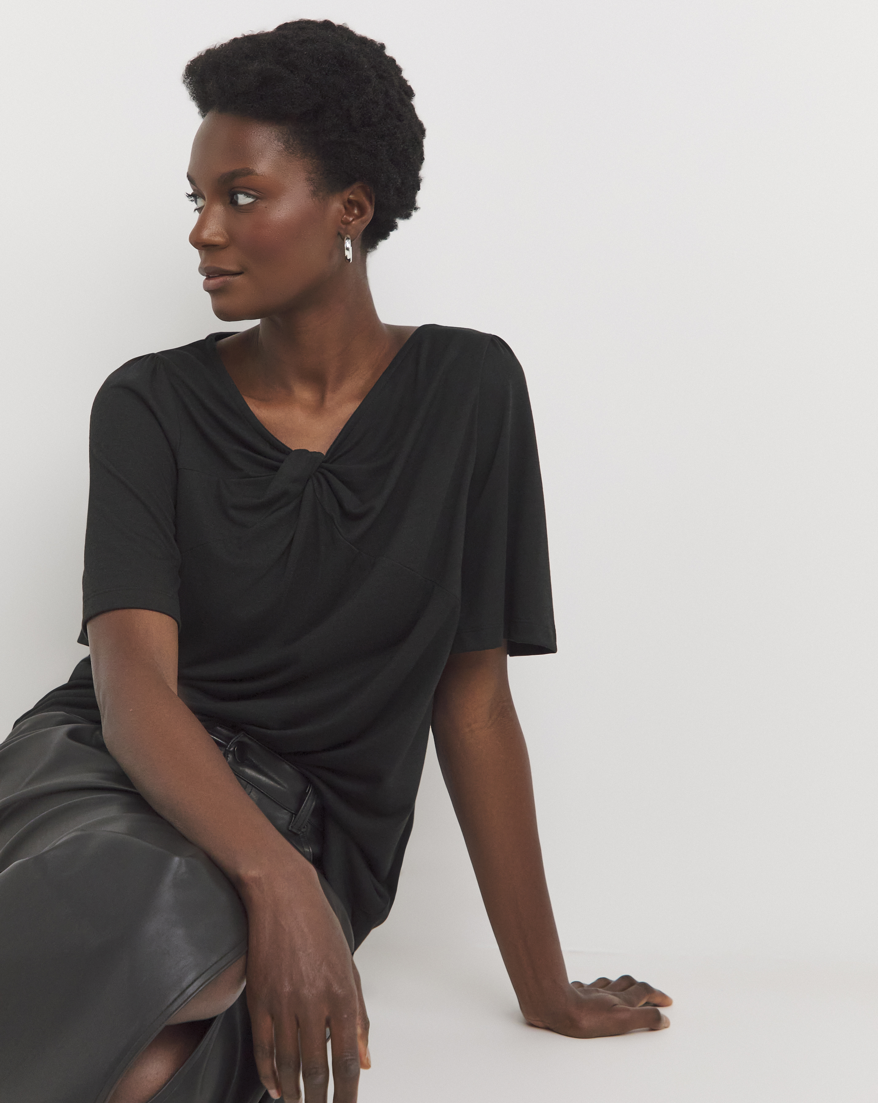 Twist Detail Angel Sleeve Top