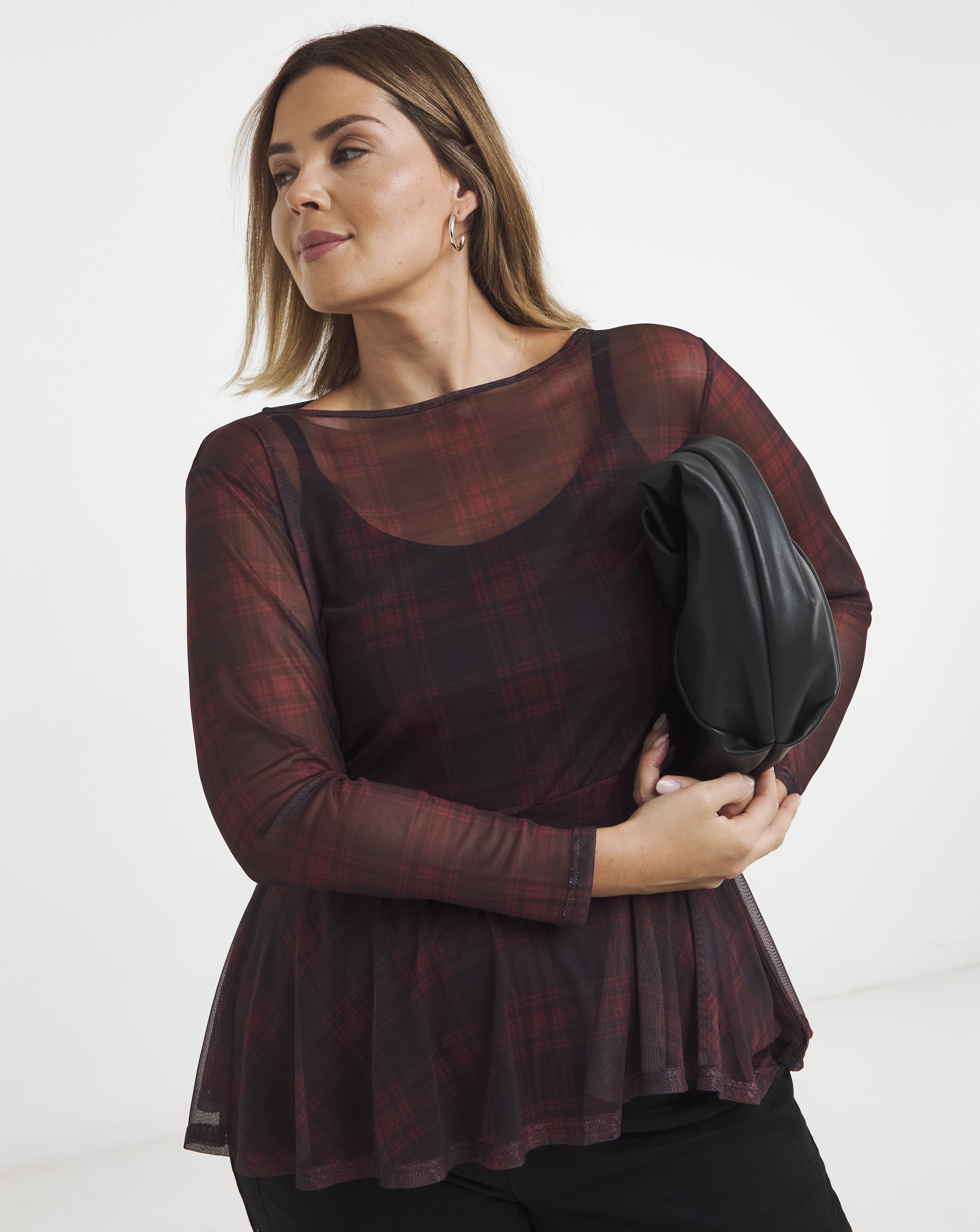 Peplum Mesh Top