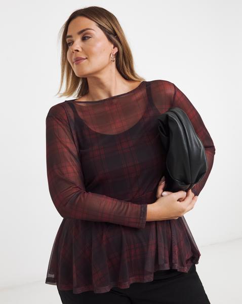 Peplum Mesh Top