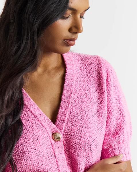 Puff Sleeve Gold Button Cardigan