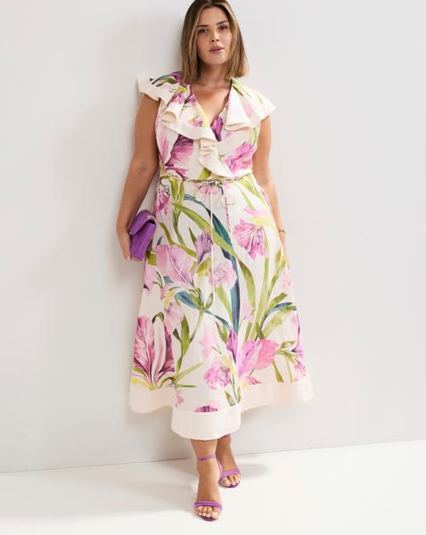 Phase Eight Floral Ruffle Midi Dress