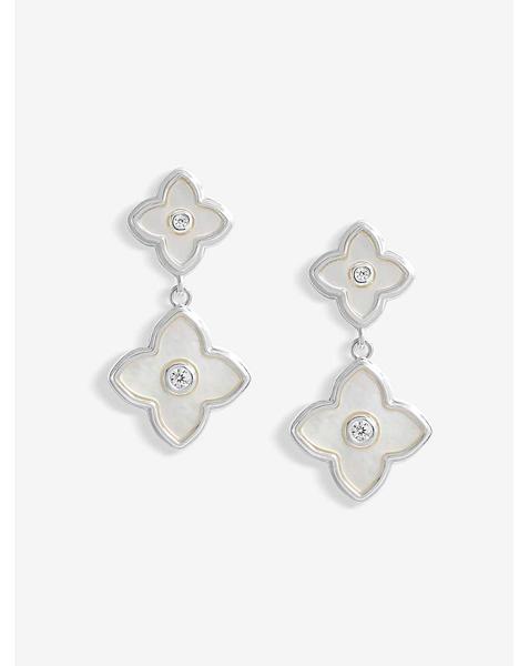 Jon Richard Silver MOP Clover Earrings