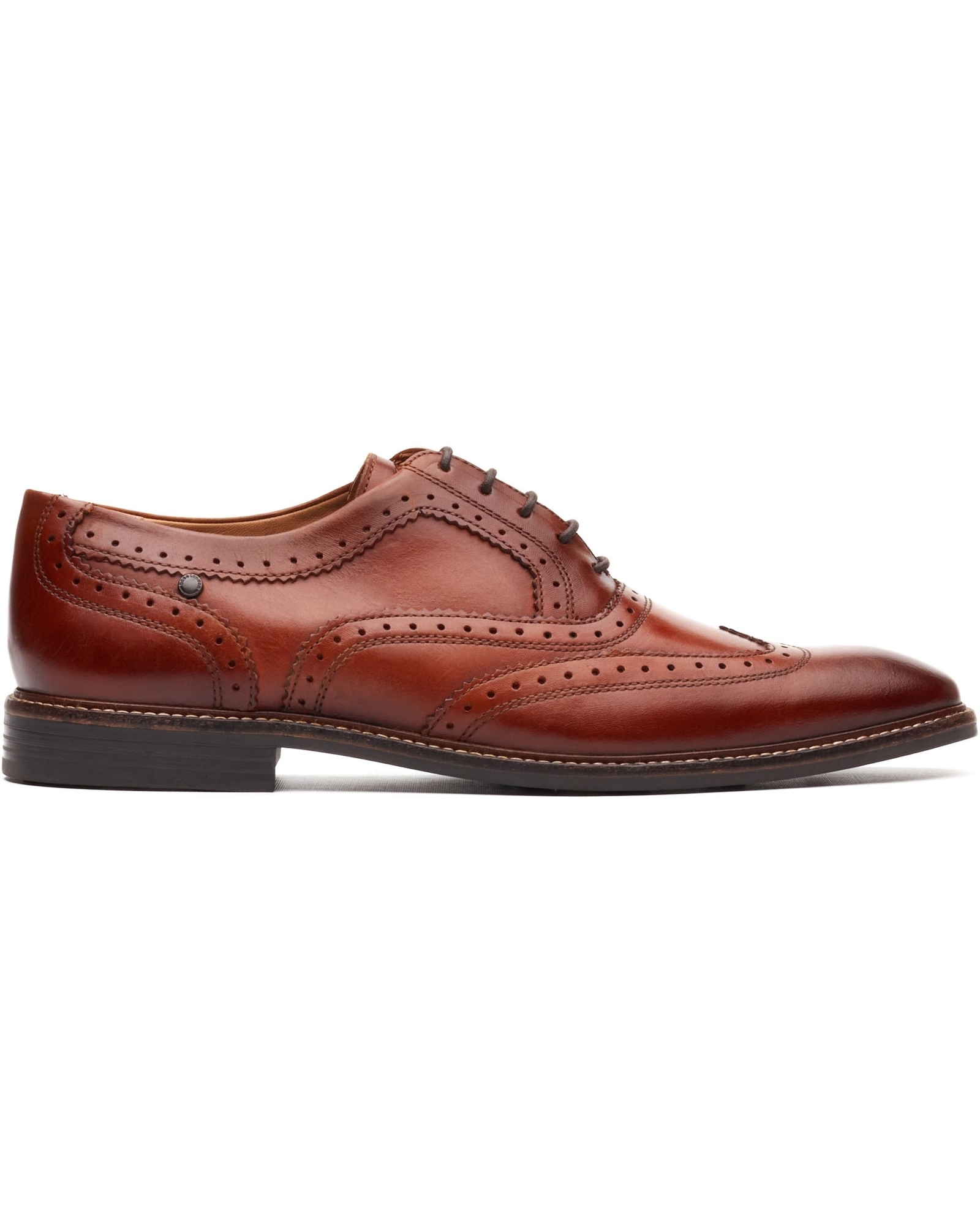 Base London Men's Brogue Shoe Size 9 Burnt Tan Leather