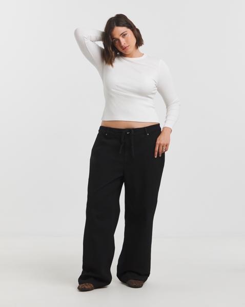 Simply Be Black Tie Front Wide Leg Jeans