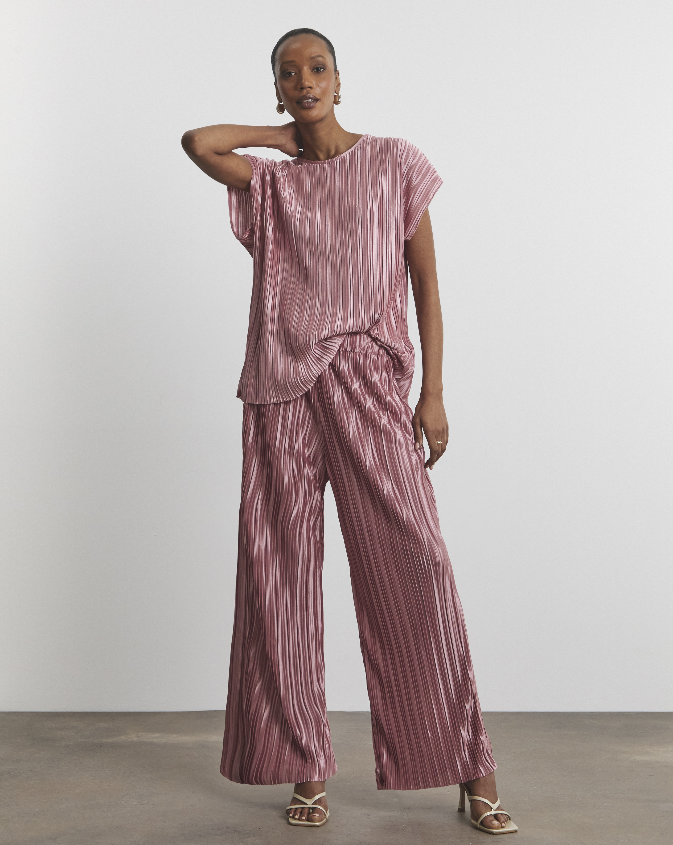 Joanna Hope Plisse Wide Leg Trousers
