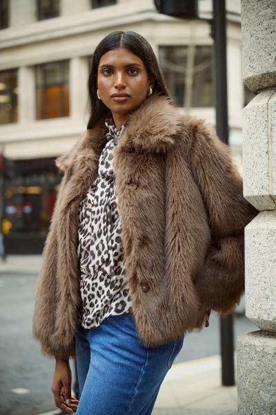 Simply Be Chocolate Short Fur Coat