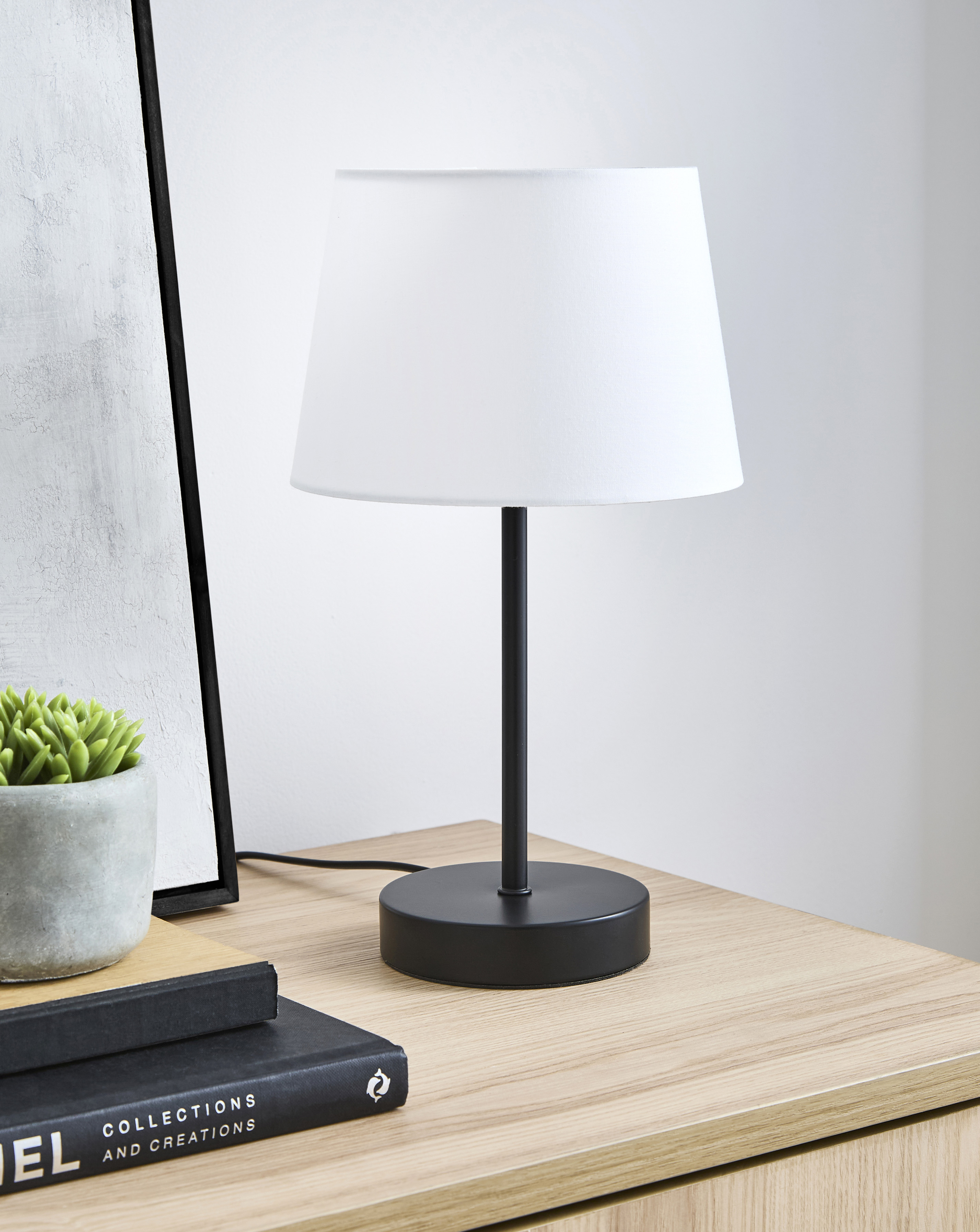 Owen White and Matt Black Table Lamp - Image