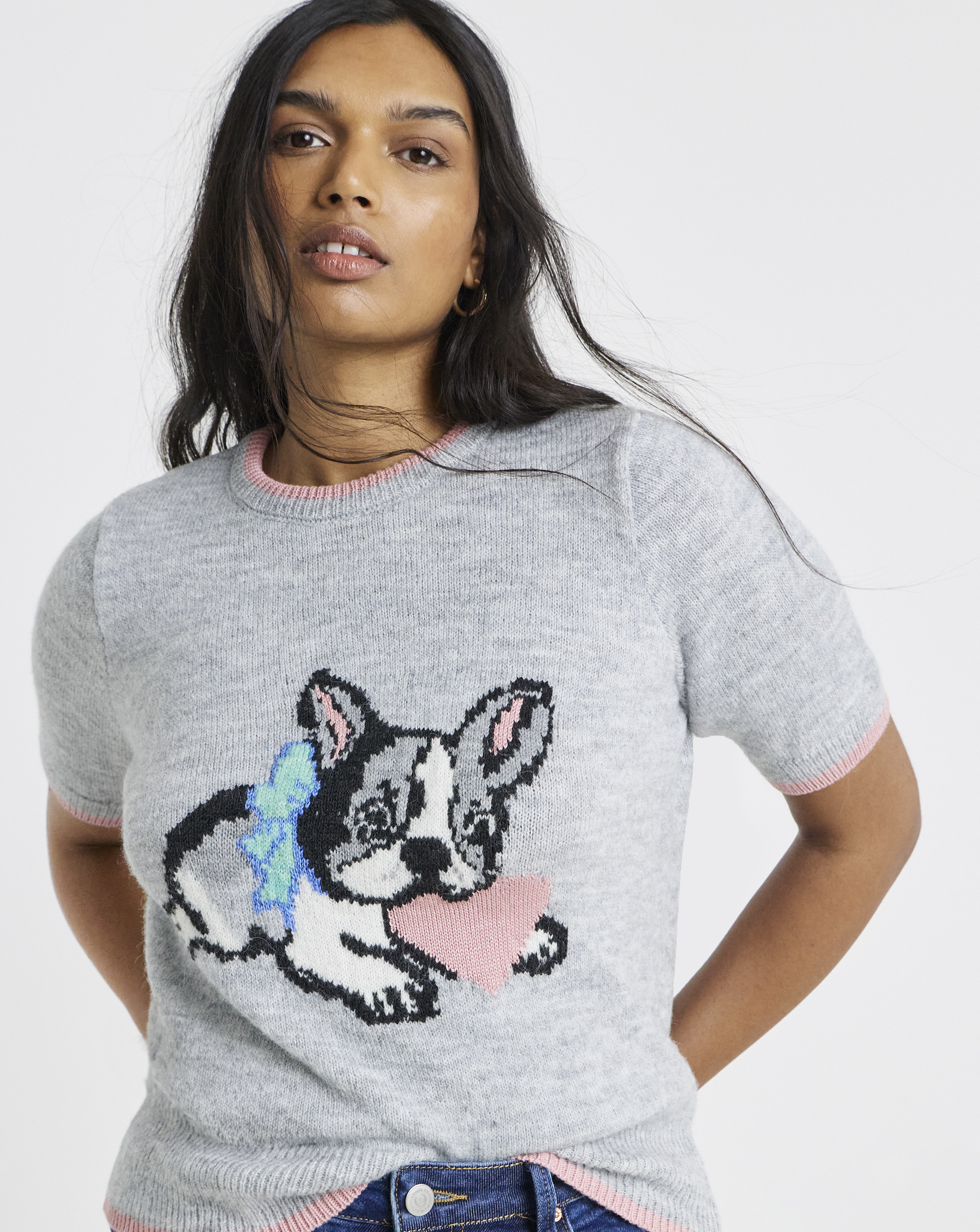 Short Sleeve Tipped Pet Pals Jumper