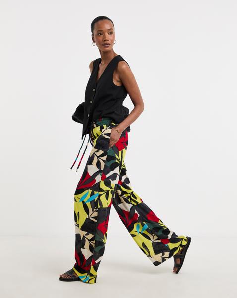 Crinkle Jersey Pull On Wide Leg Trouser