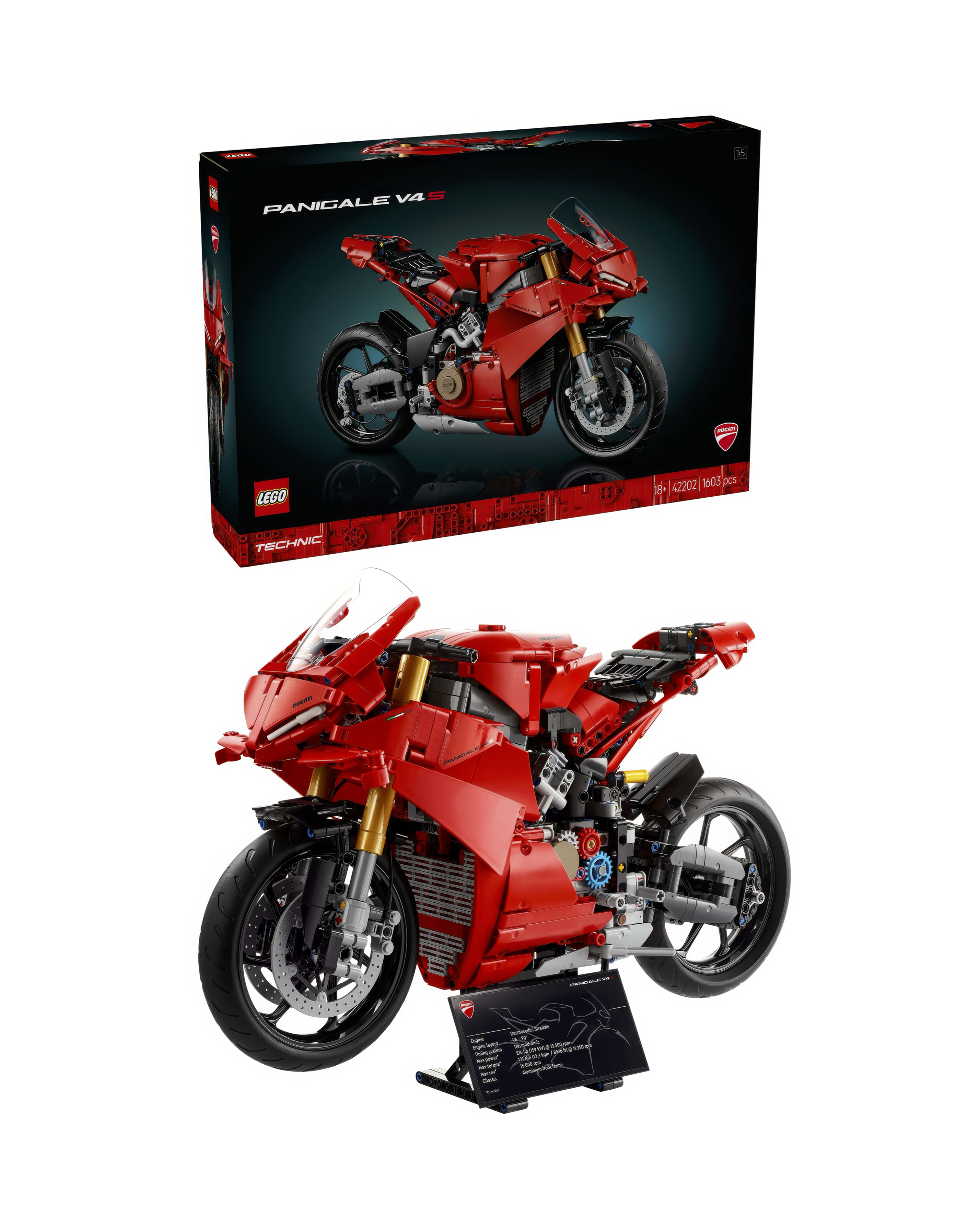 Lego Technic Red Ducati Panigale V4 S Motorc