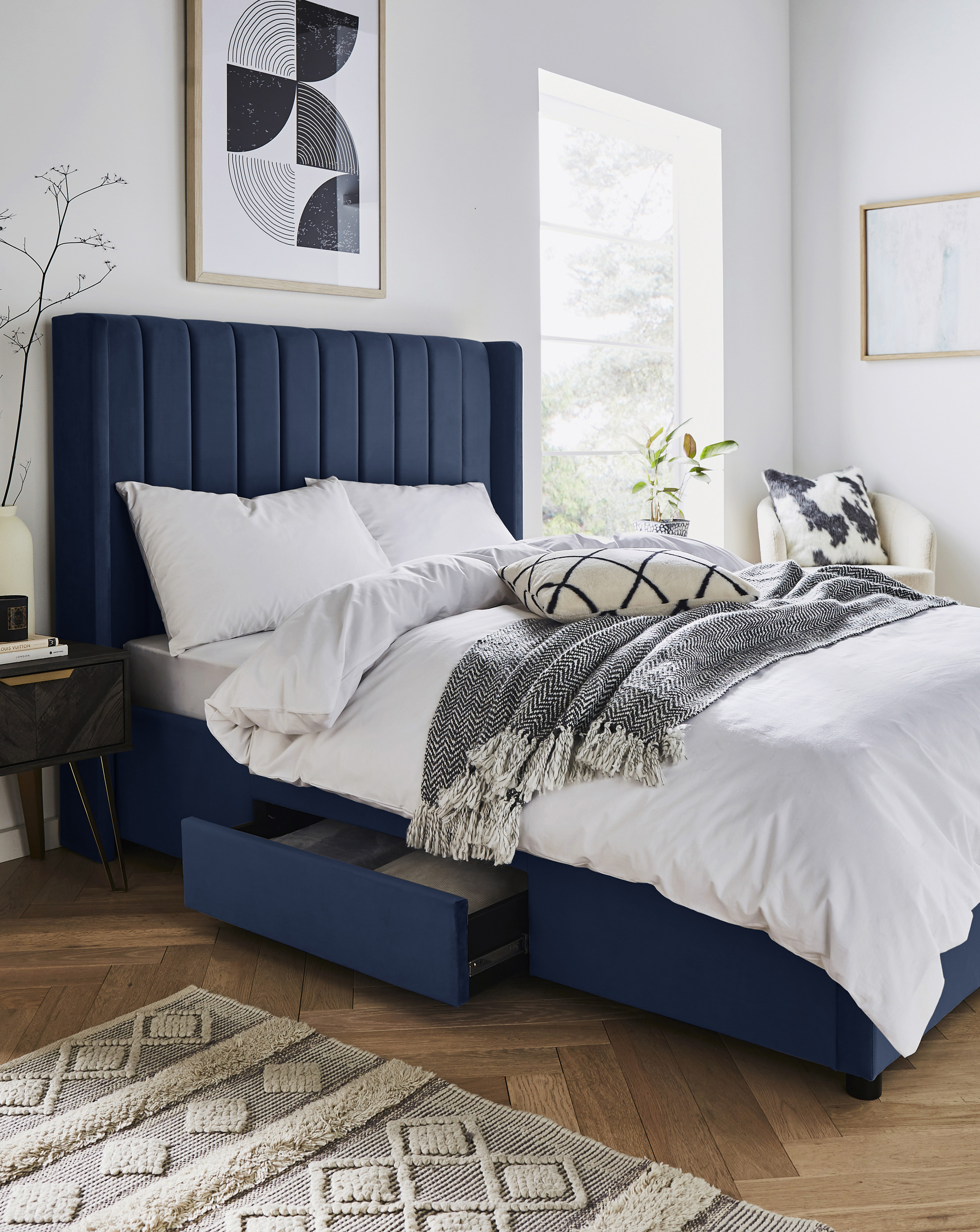 Eloise Velvet Storage Bed with Mattress