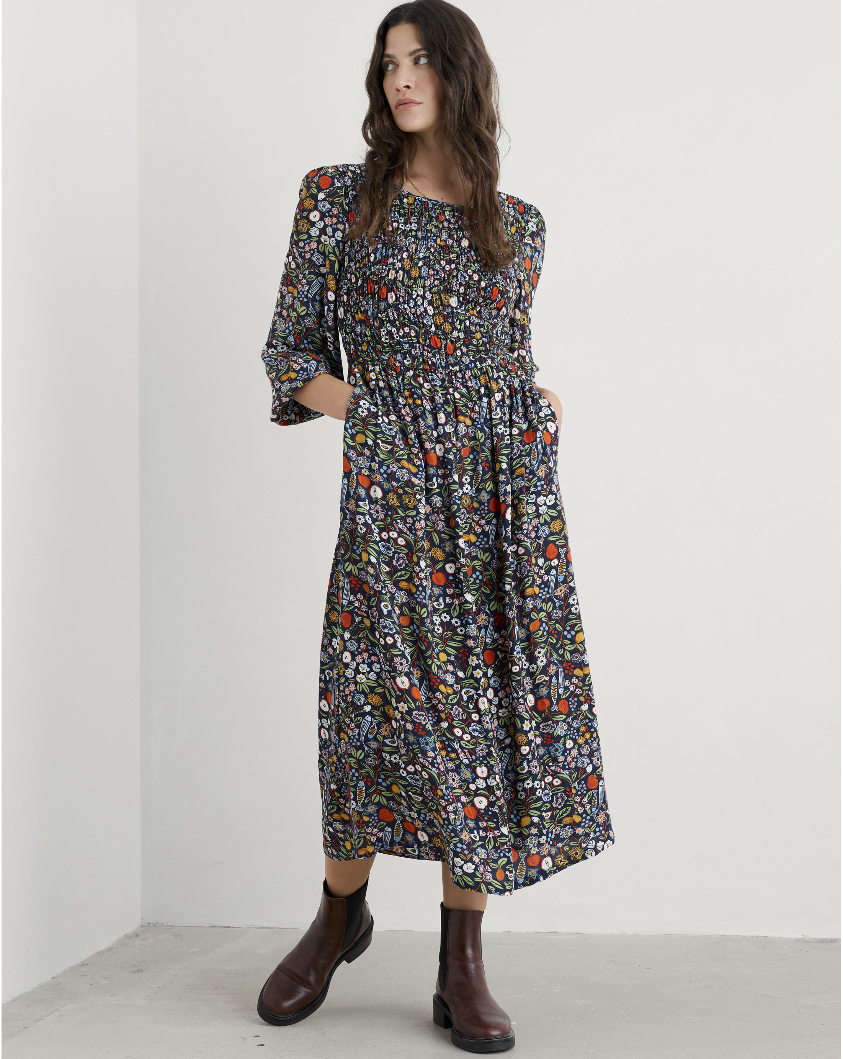 Seasalt Cornwall Meadowsweet Dress Blue Multi-Coloured - Seasalt - Size8